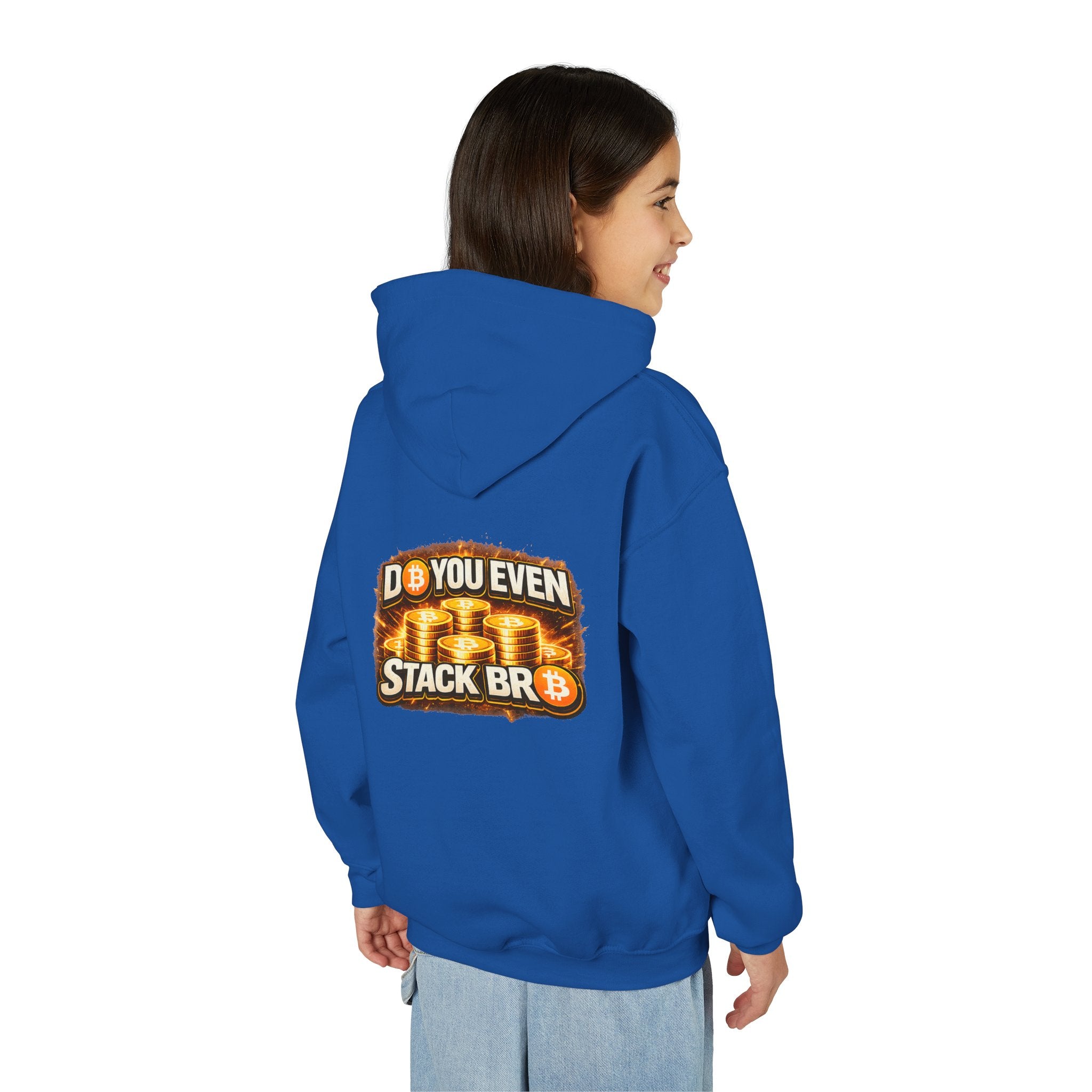 Bitcoin Logo Double Sided Youth Heavy Blend Hooded Sweatshirt