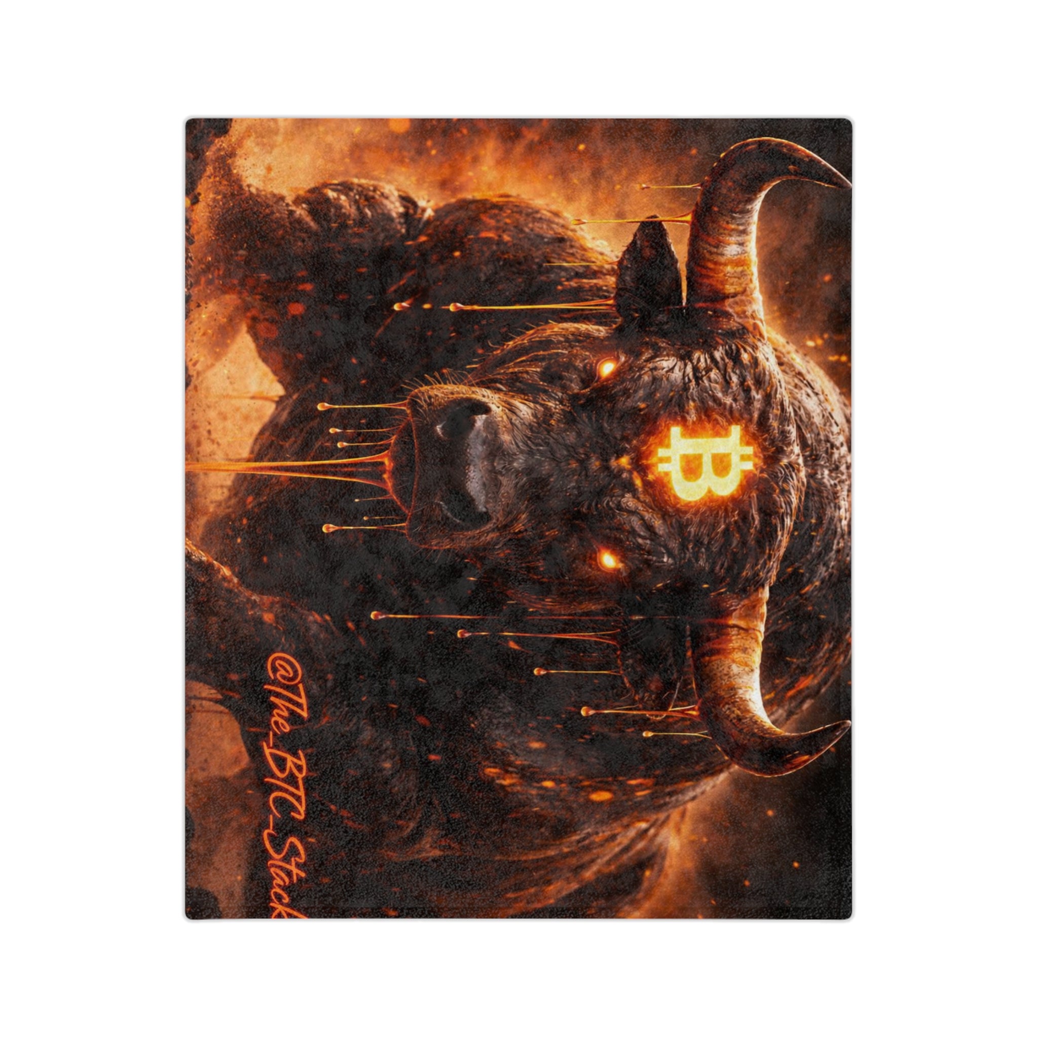 Bitcoin Bull Orange Eyes Velveteen Microfiber Blanket