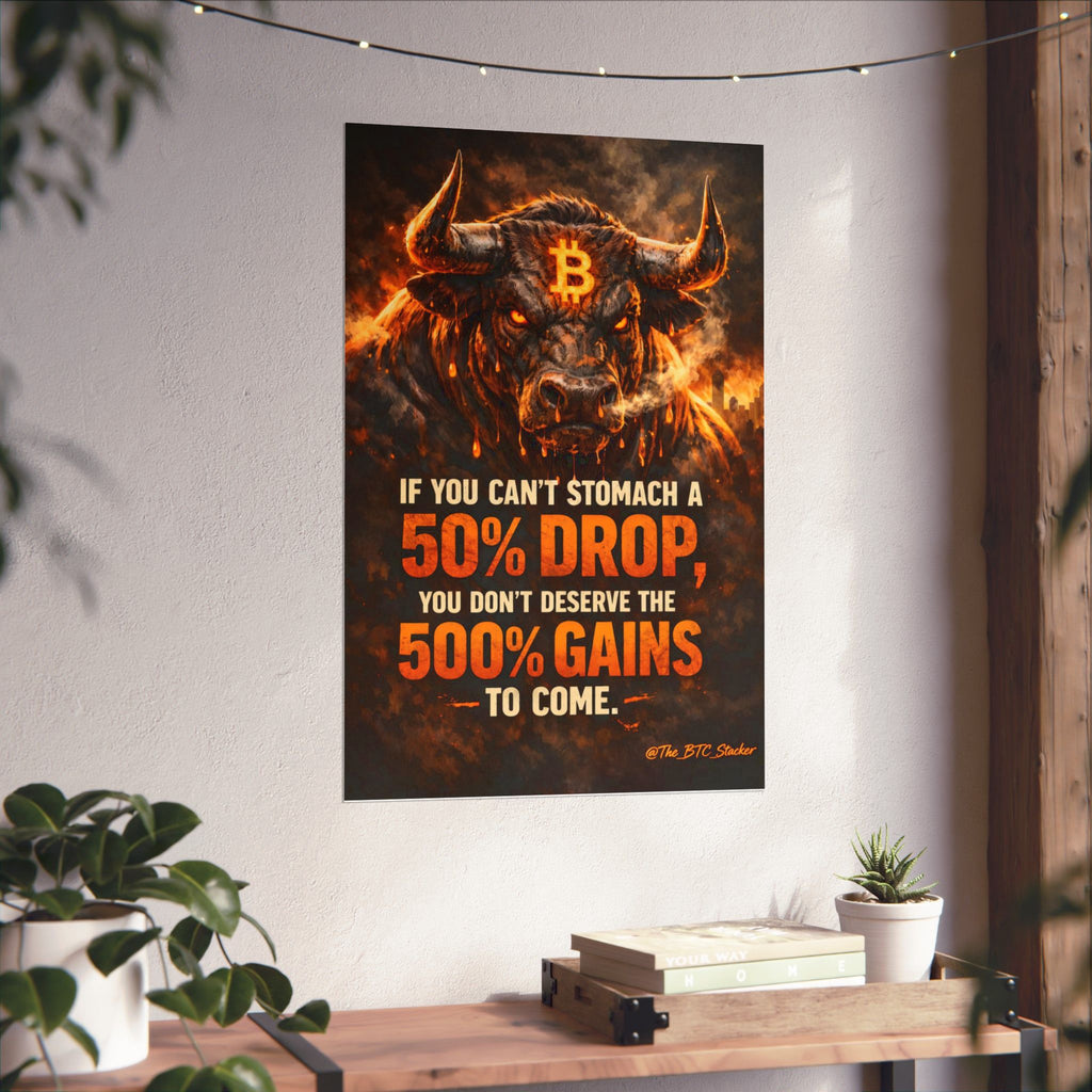Bitcoin Bull Gains Matte Vertical Posters