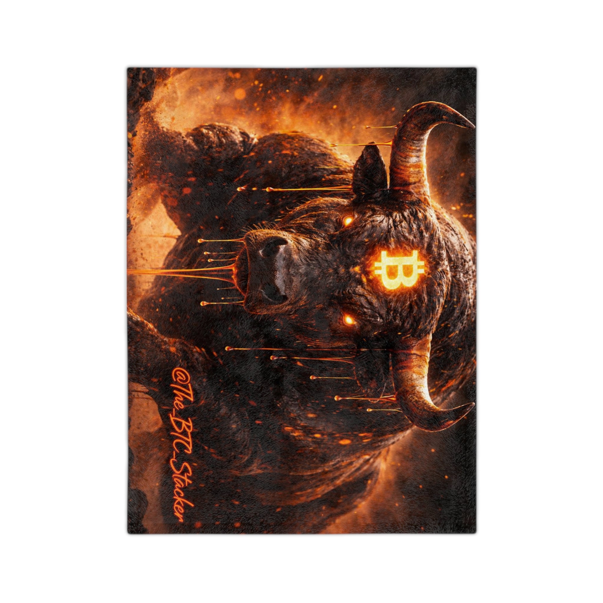 Bitcoin Bull Orange Eyes Velveteen Microfiber Blanket