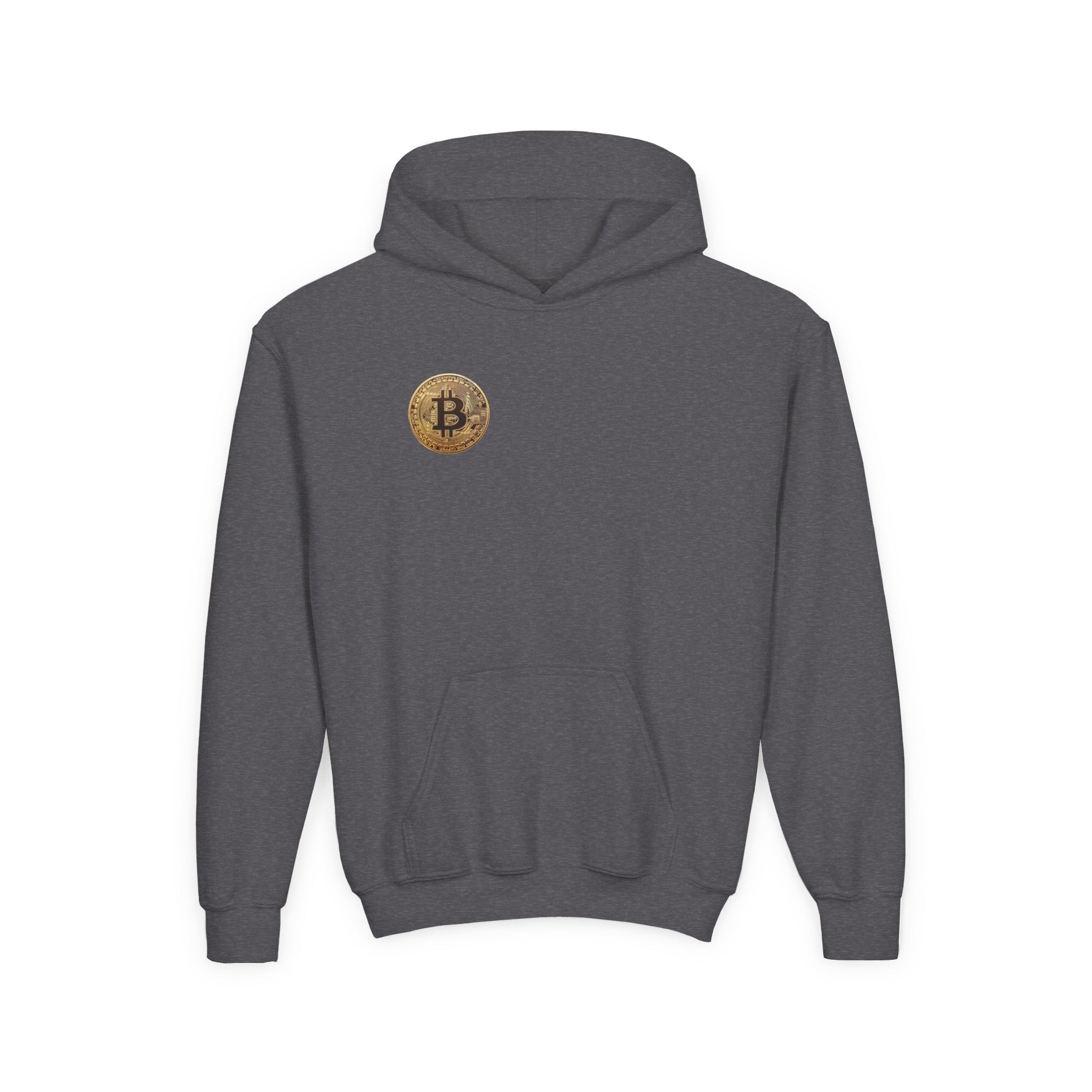 Bitcoin Logo Double Sided Youth Heavy Blend Hooded Sweatshirt