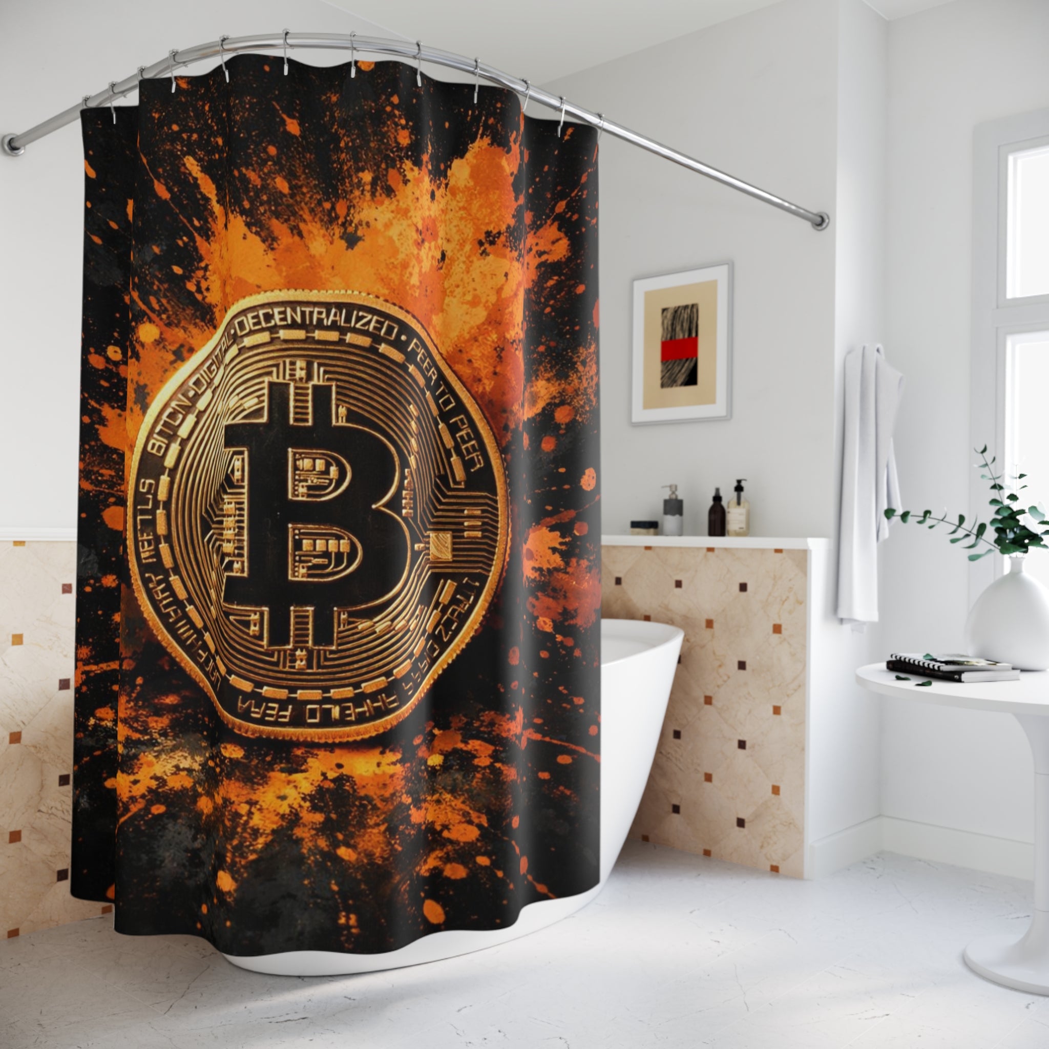 Bitcoin Abstract Shower Curtains