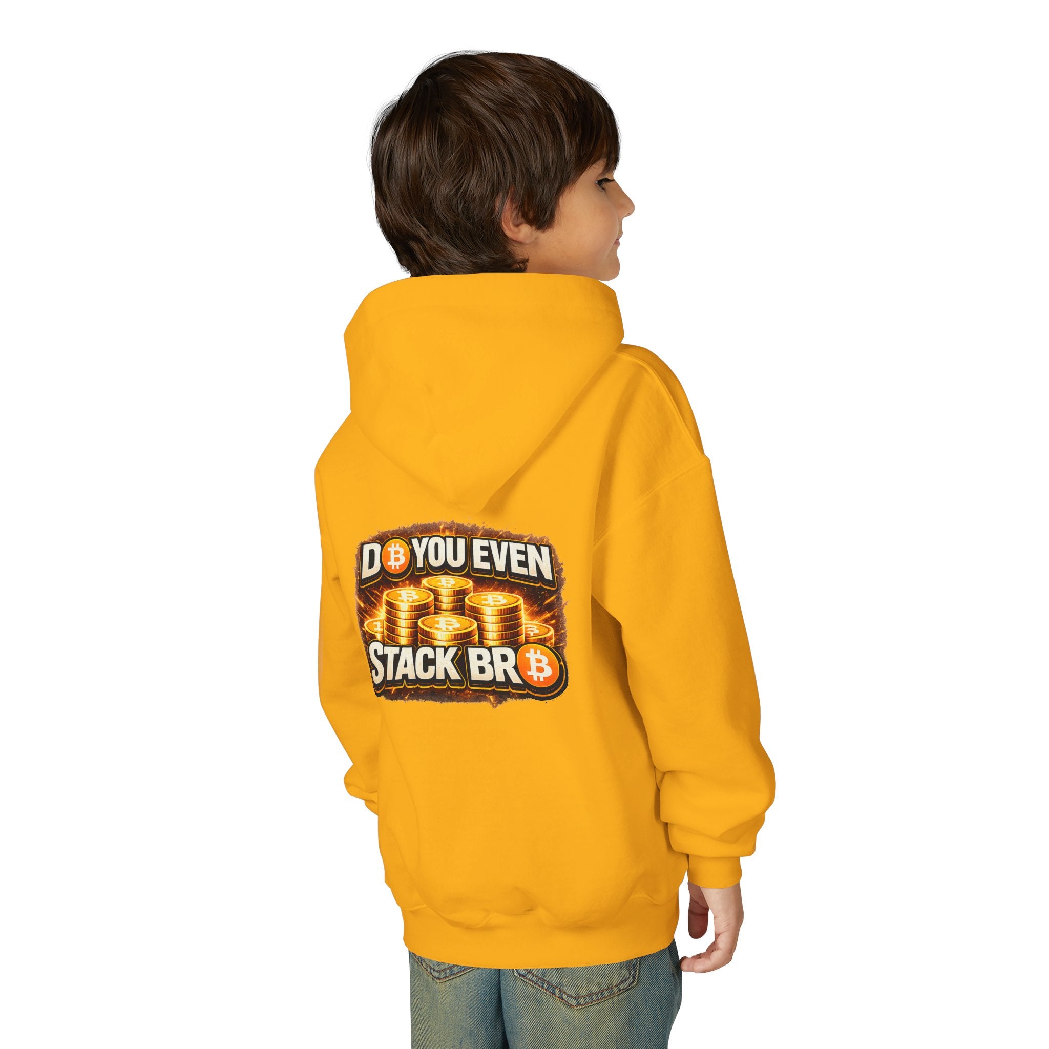 Bitcoin Logo Double Sided Youth Heavy Blend Hooded Sweatshirt