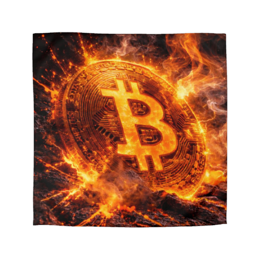 Flaming Bitcoin Microfiber Duvet Cover
