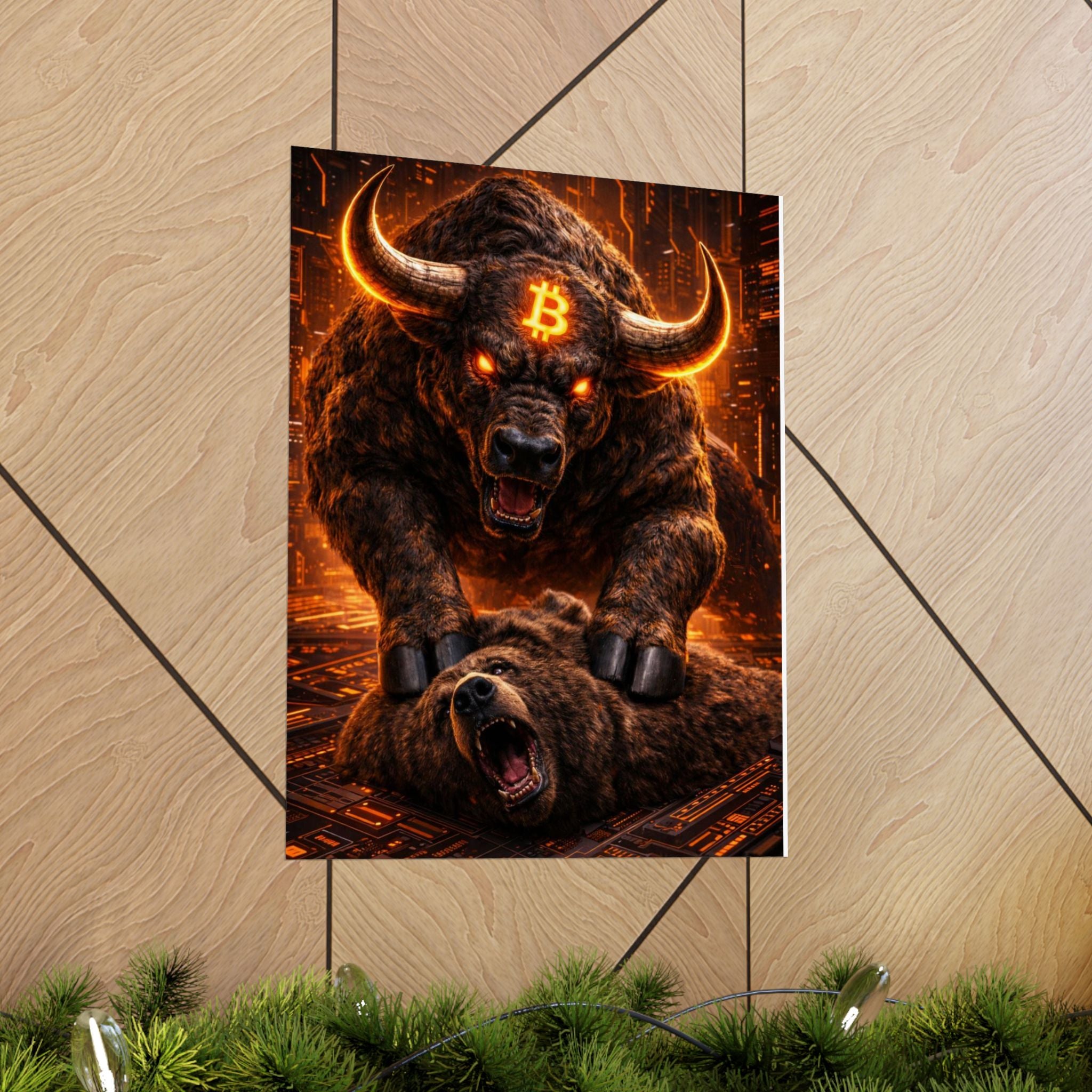 Bulls vs Bears Matte Vertical Posters