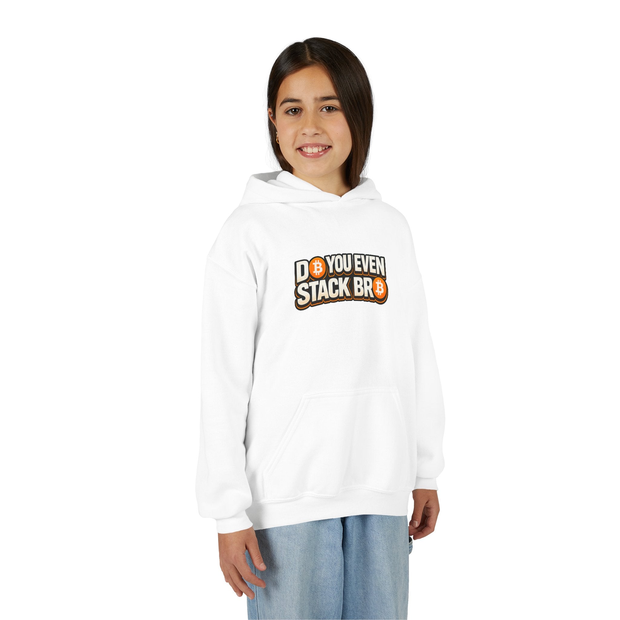 Bitcoin Double Sided Youth Heavy Blend Hooded Sweatshirt