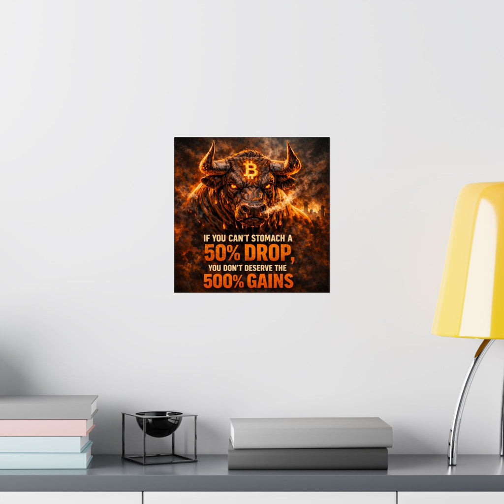 Bitcoin Bull Gains Matte Vertical Posters