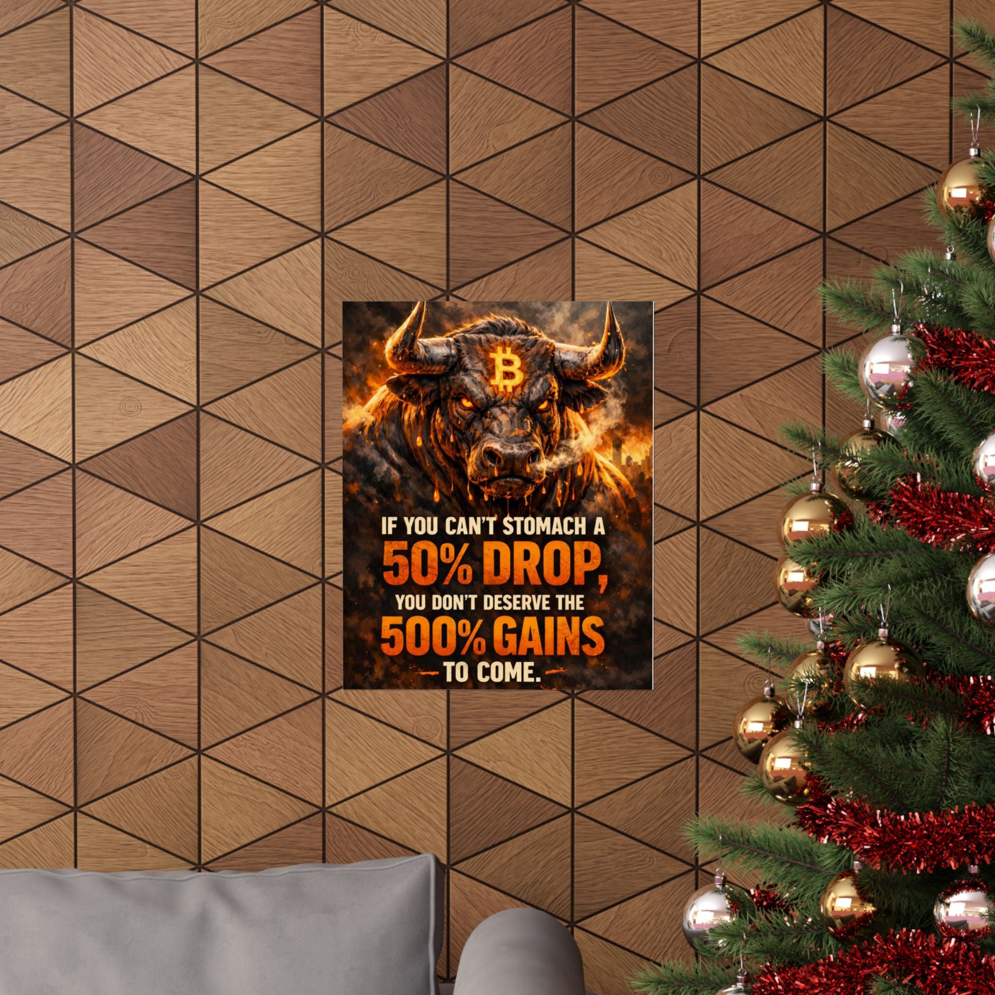 Bitcoin Bull Gains Matte Vertical Posters