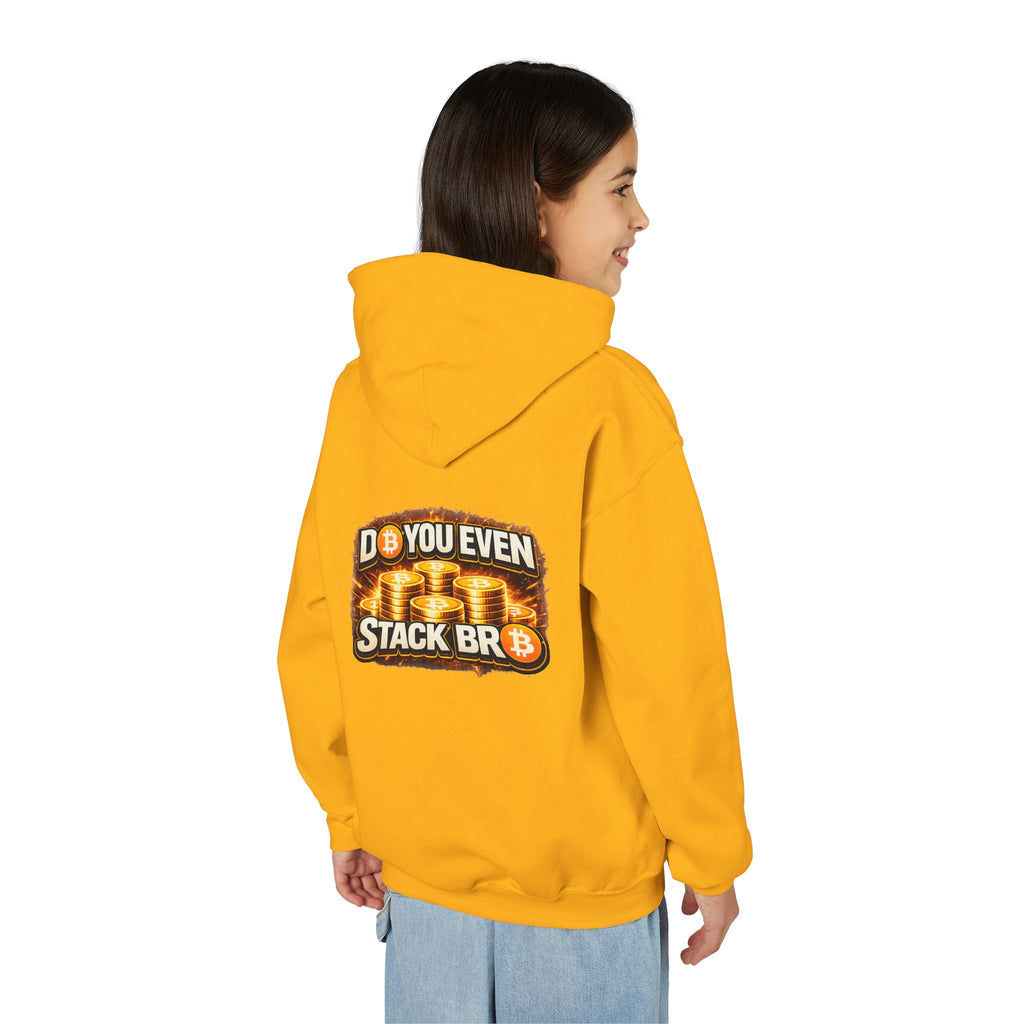 Bitcoin Logo Double Sided Youth Heavy Blend Hooded Sweatshirt