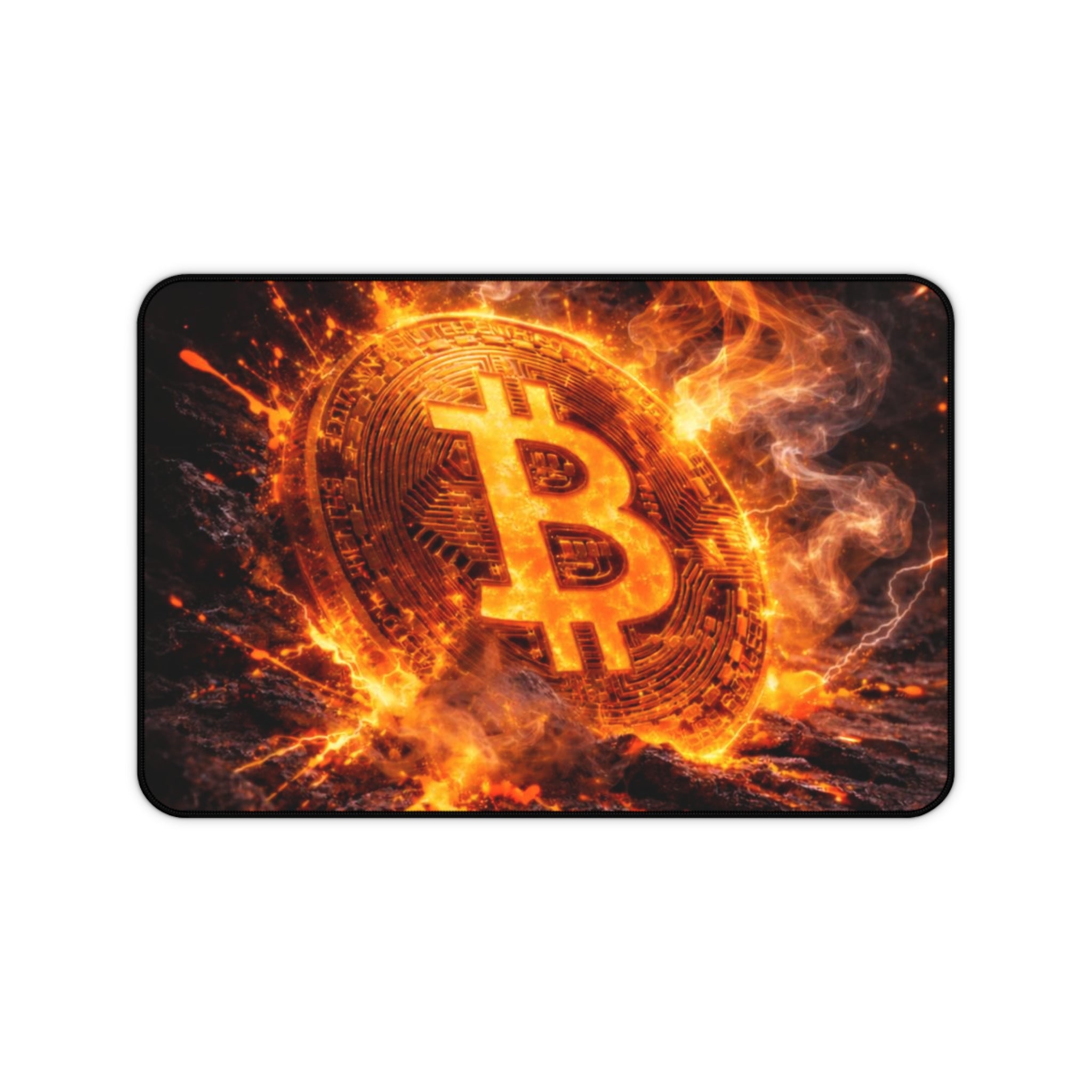 Flaming Bitcoin Desk Mat