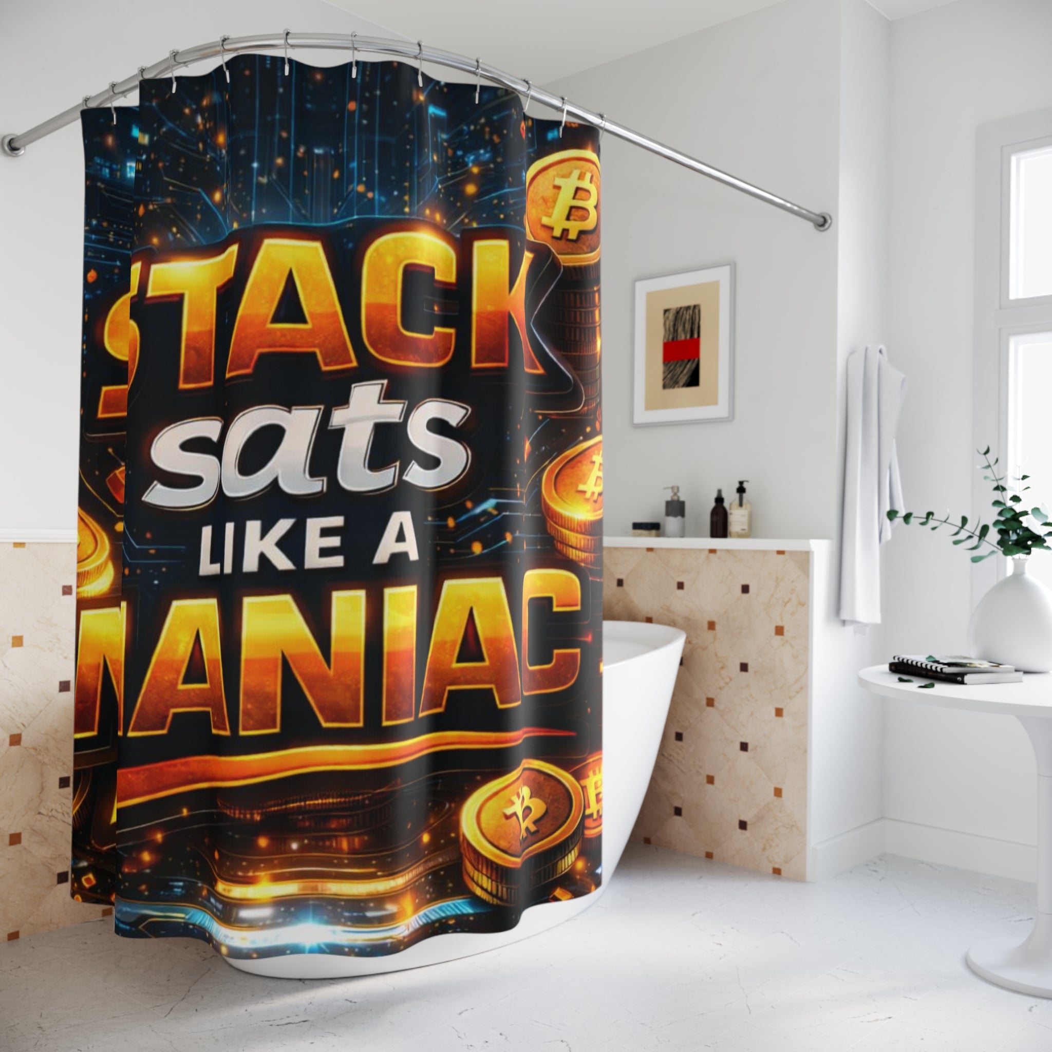 Stack like a Maniac Abstract Shower Curtains