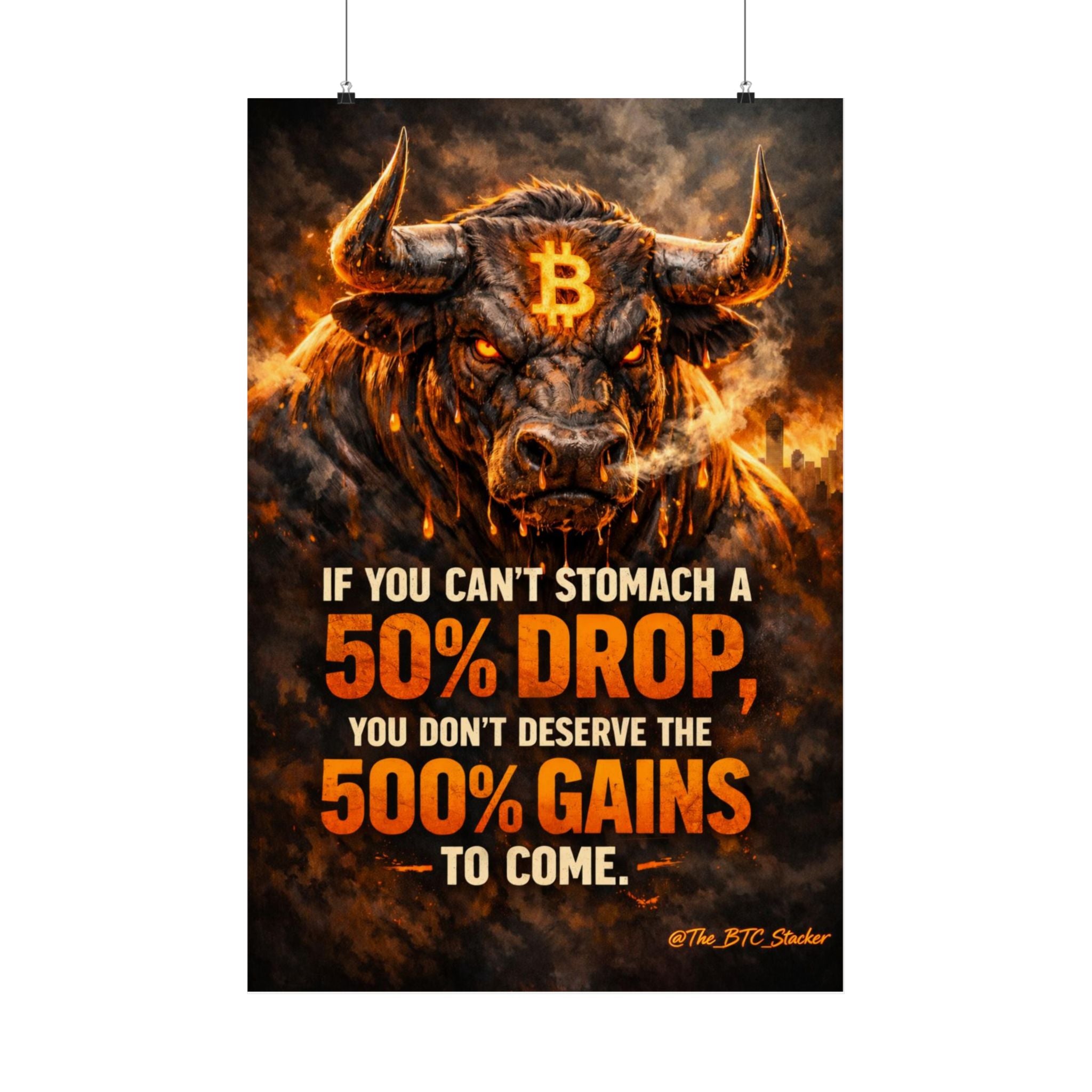 Bitcoin Bull Gains Matte Vertical Posters