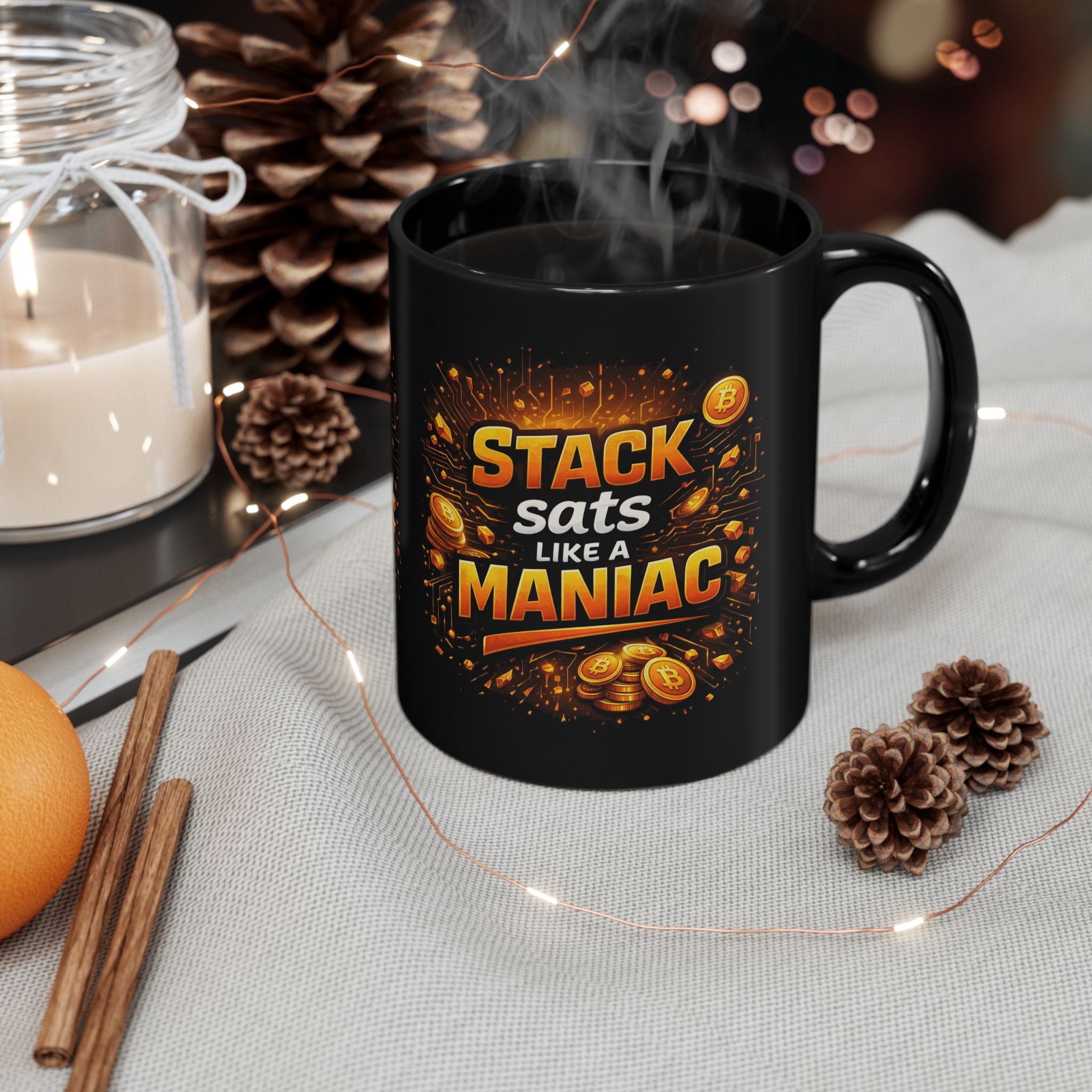 Stack Sats Abstract Black Mug (11oz, 15oz)