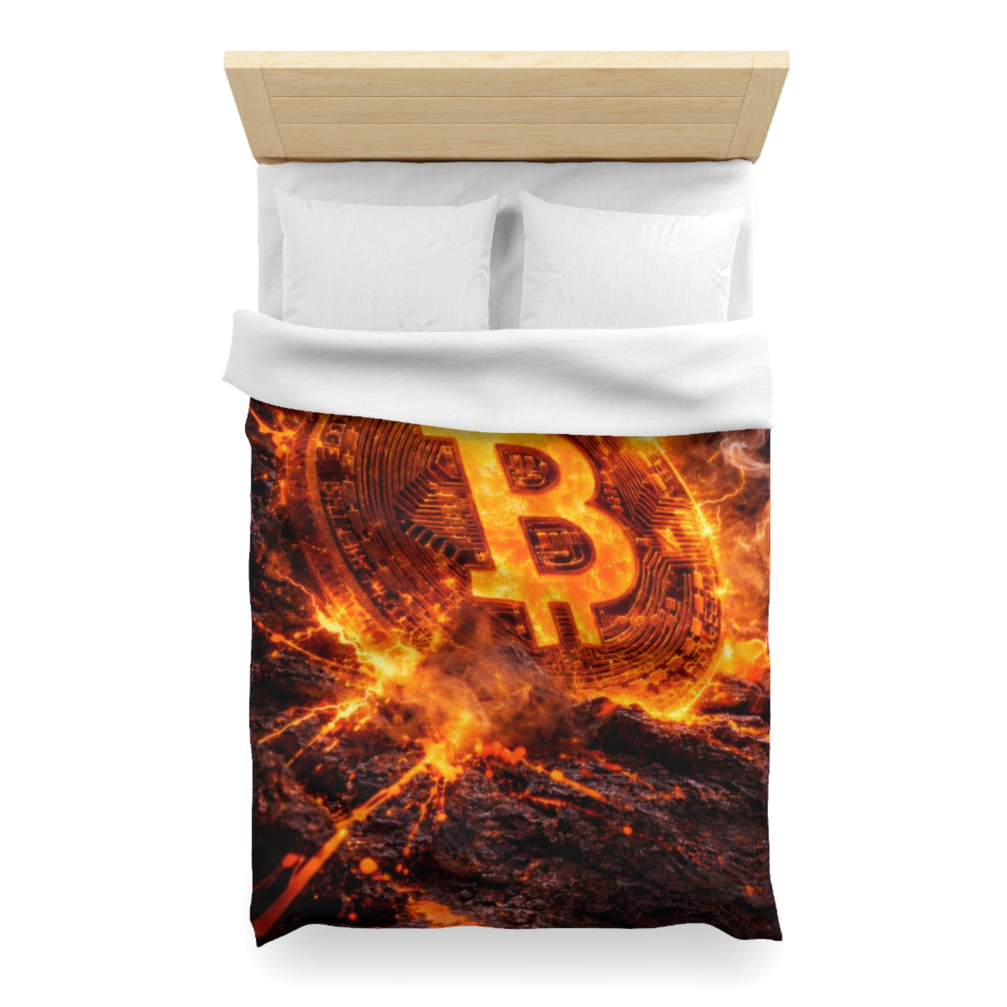 Flaming Bitcoin Microfiber Duvet Cover