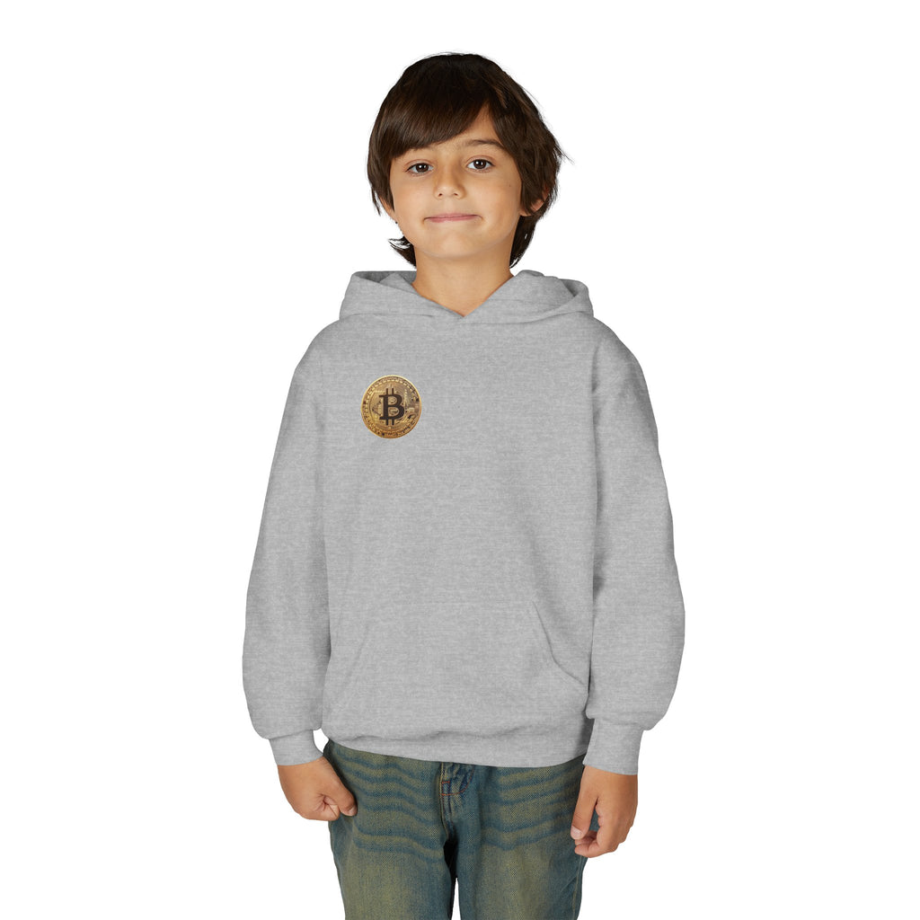 Bitcoin Logo Double Sided Youth Heavy Blend Hooded Sweatshirt