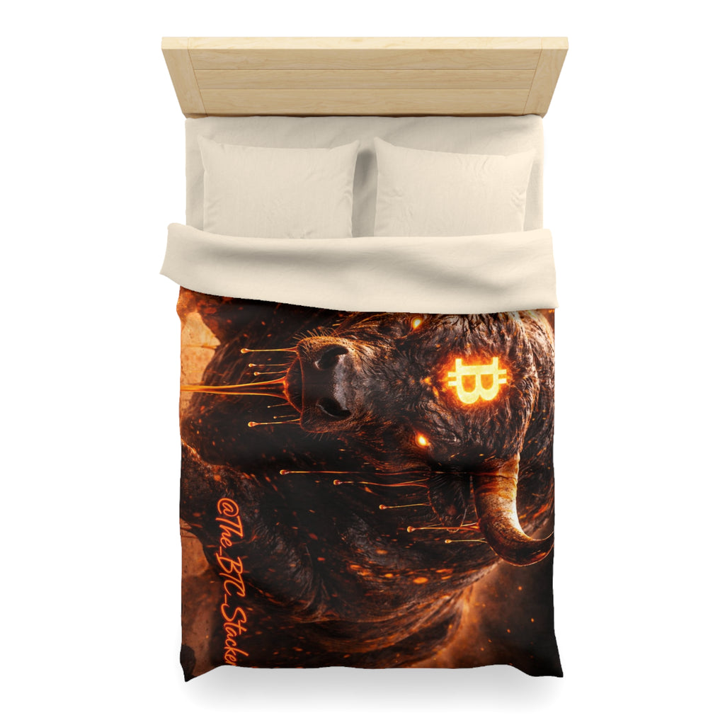 Bitcoin Bull Orange Eyes Microfiber Duvet Cover