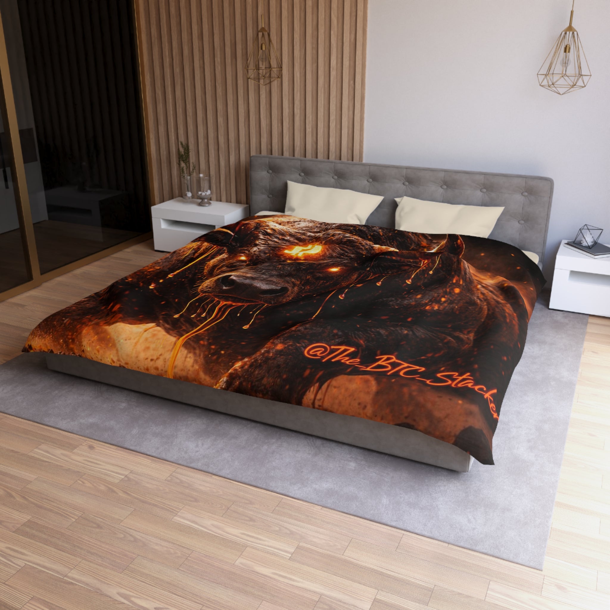Bitcoin Bull Orange Eyes Microfiber Duvet Cover