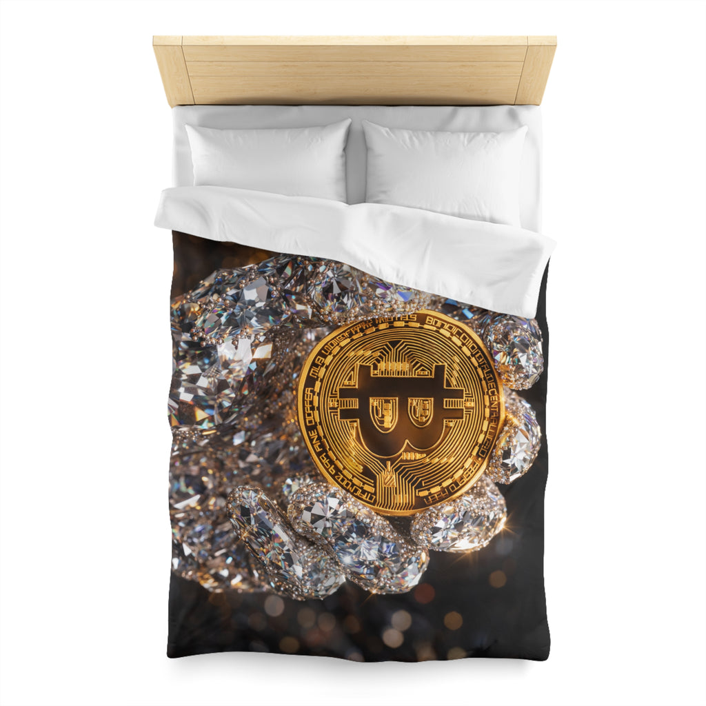Diamond Hand Bitcoin Microfiber Duvet Cover