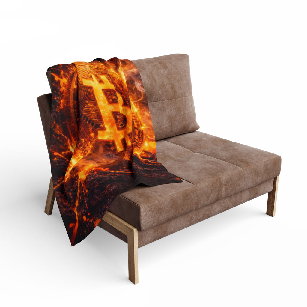 Flaming Bitcoin Arctic Fleece Blanket