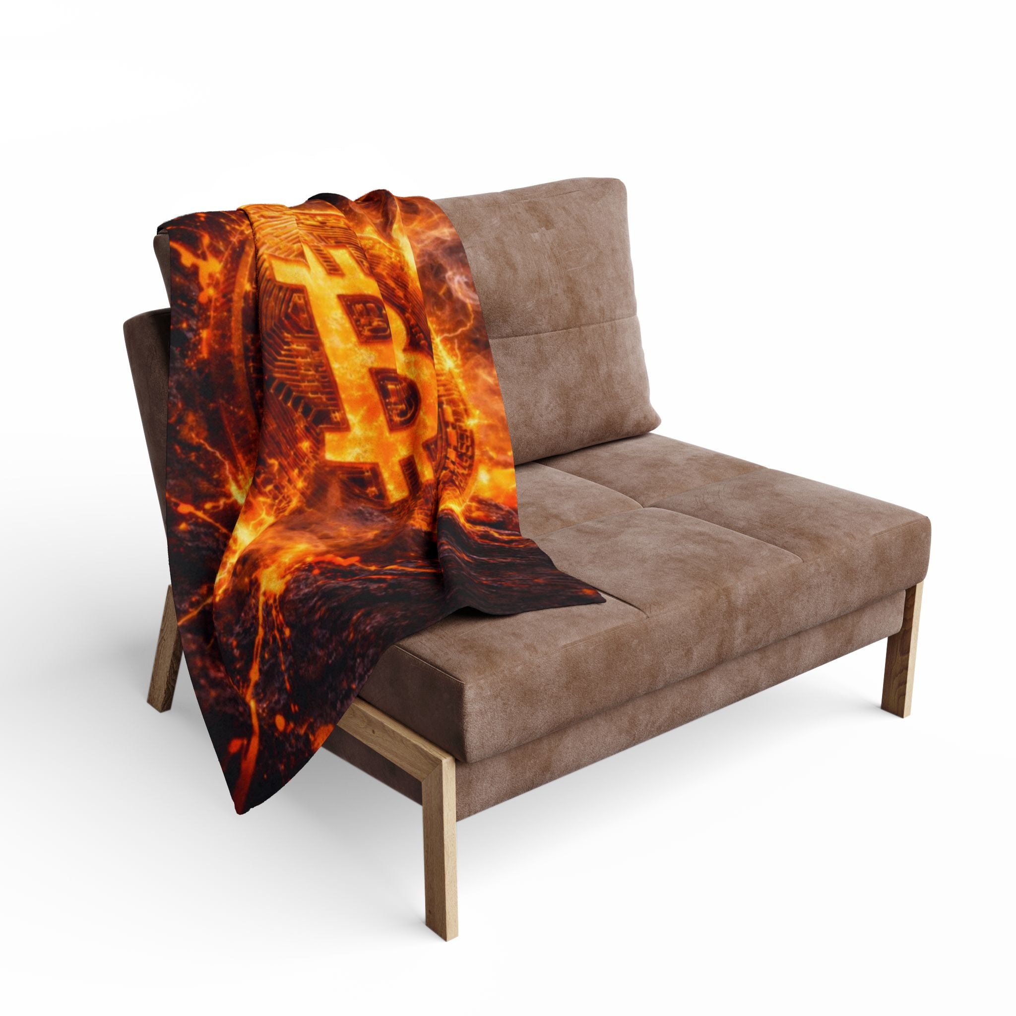 Flaming Bitcoin Arctic Fleece Blanket