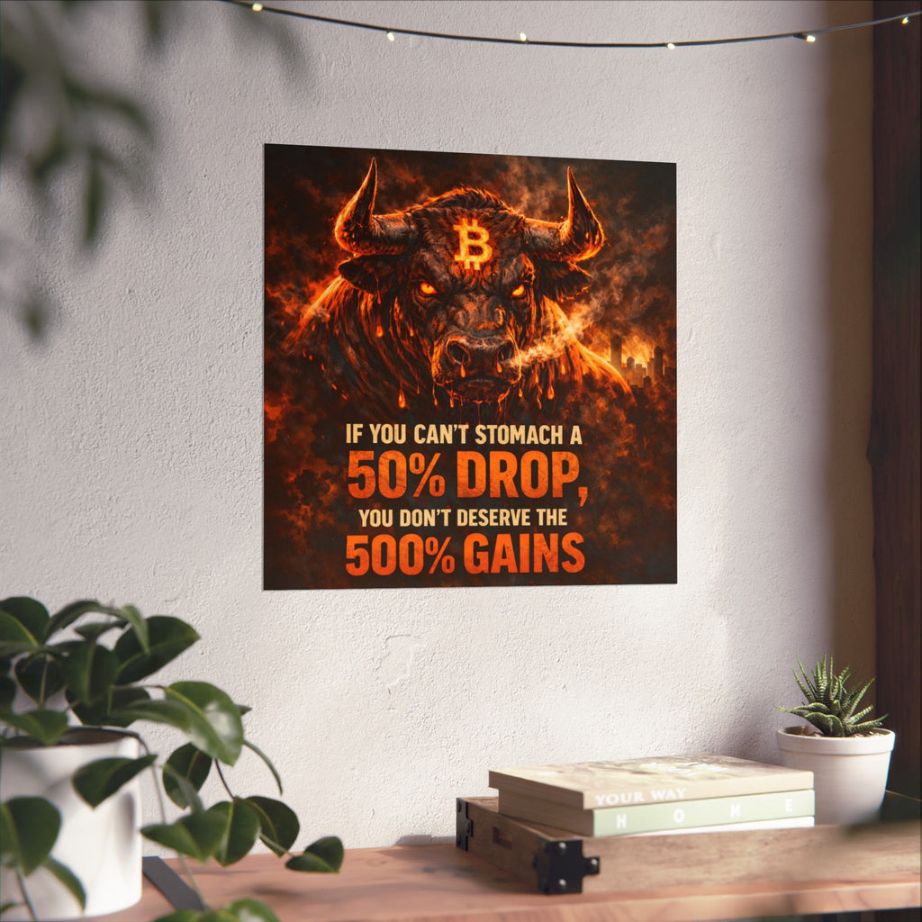 Bitcoin Bull Gains Matte Vertical Posters