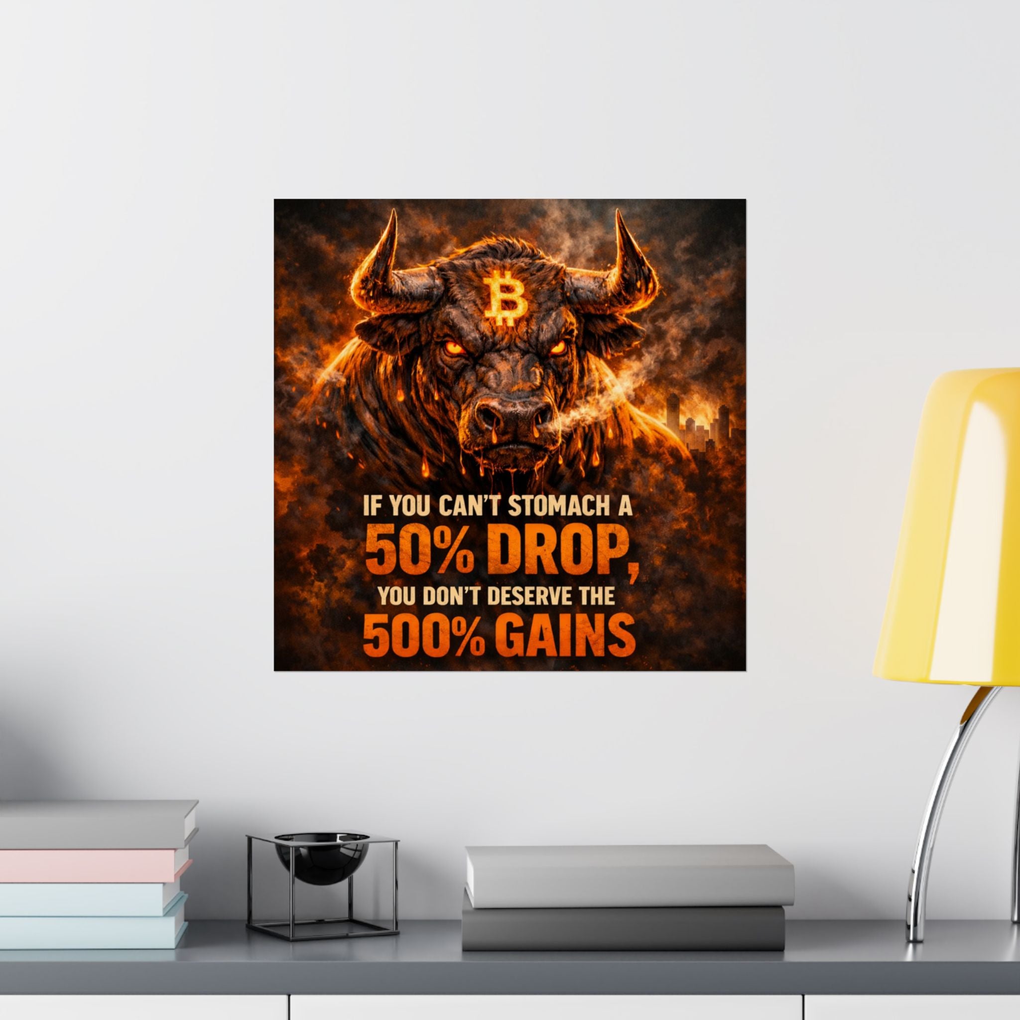 Bitcoin Bull Gains Matte Vertical Posters