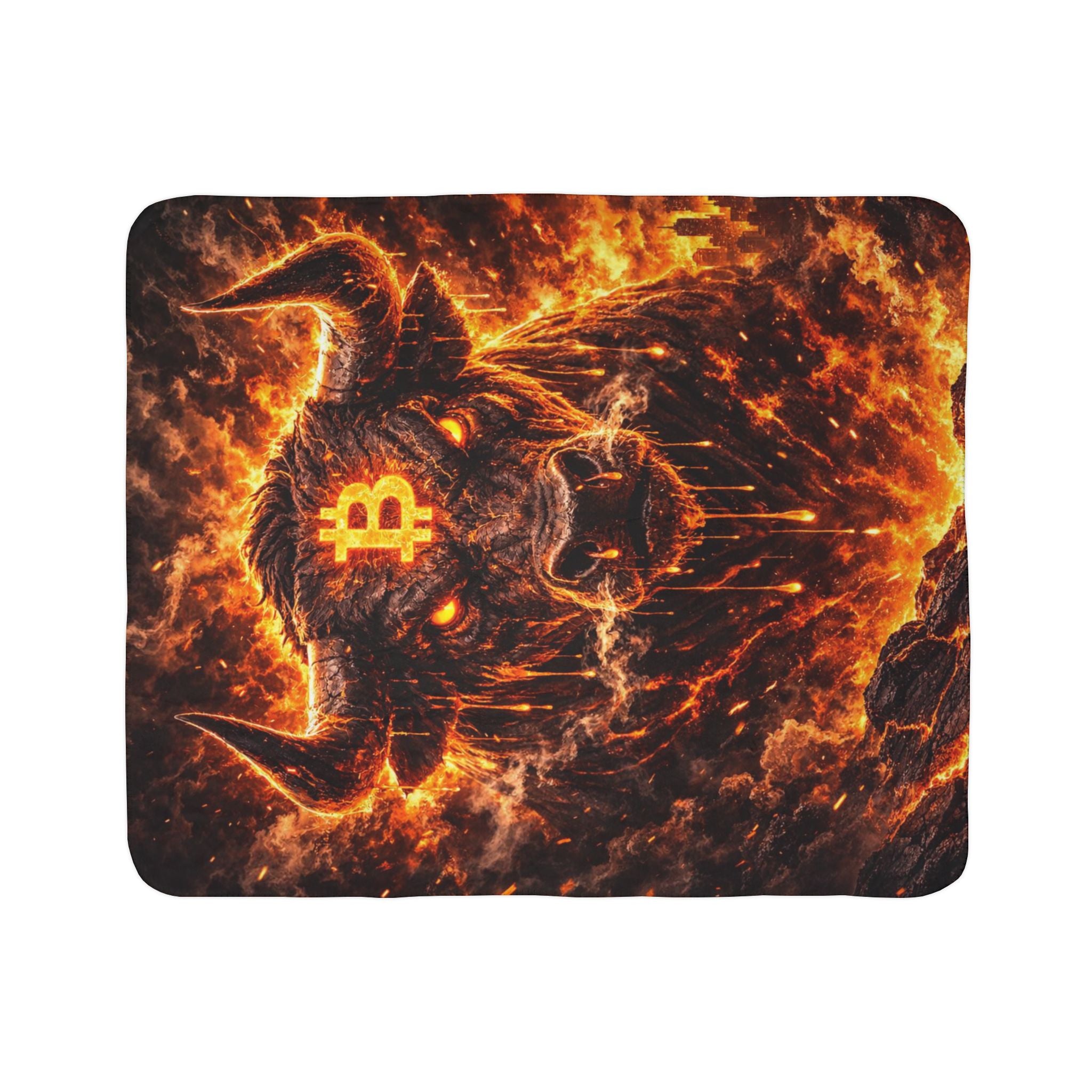 Bitcoin Bull Fleece Sherpa Blanket