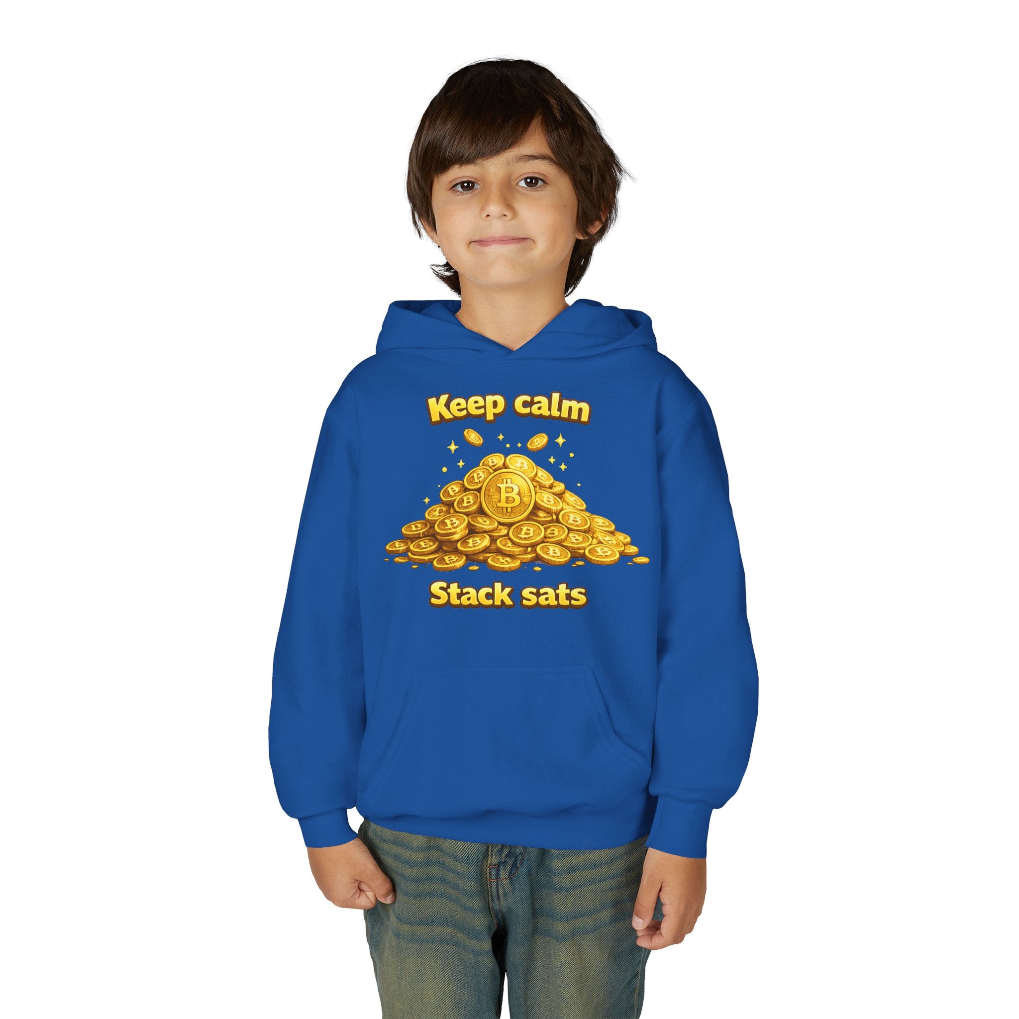 Keep Calm Stack Sats Youth Heavy Blend Hooded Sweatshirt