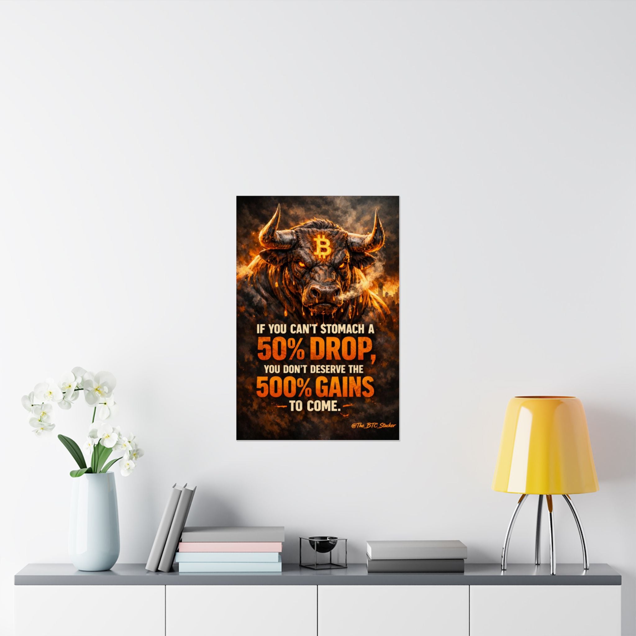 Bitcoin Bull Gains Matte Vertical Posters