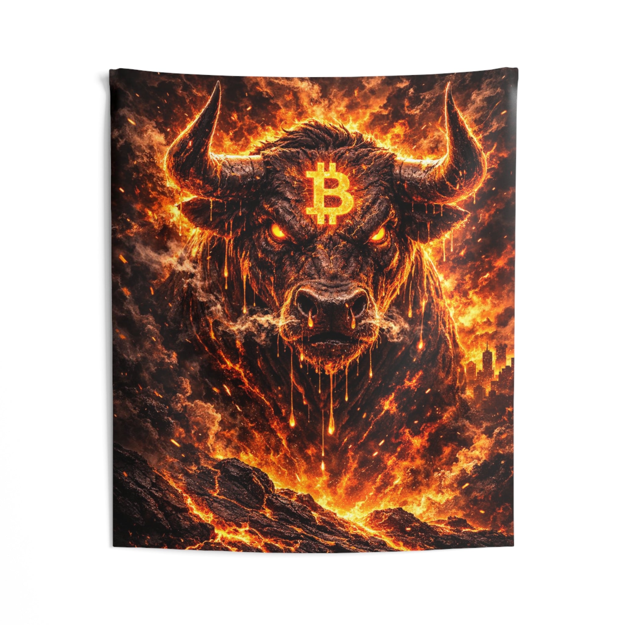 Bitcoin Bull Abstract Indoor Wall Tapestries