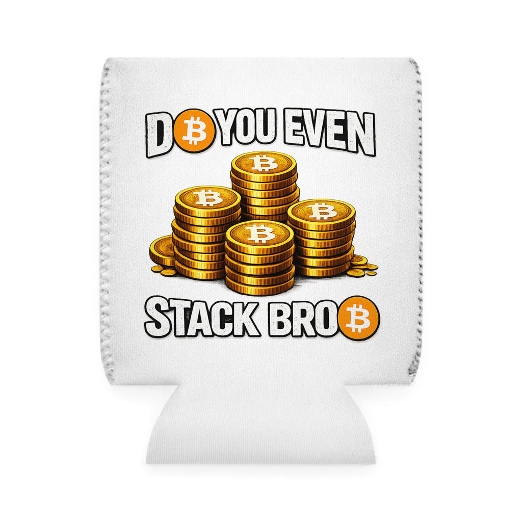 White Do You Even Stack Bro Can Cooler Sleeve