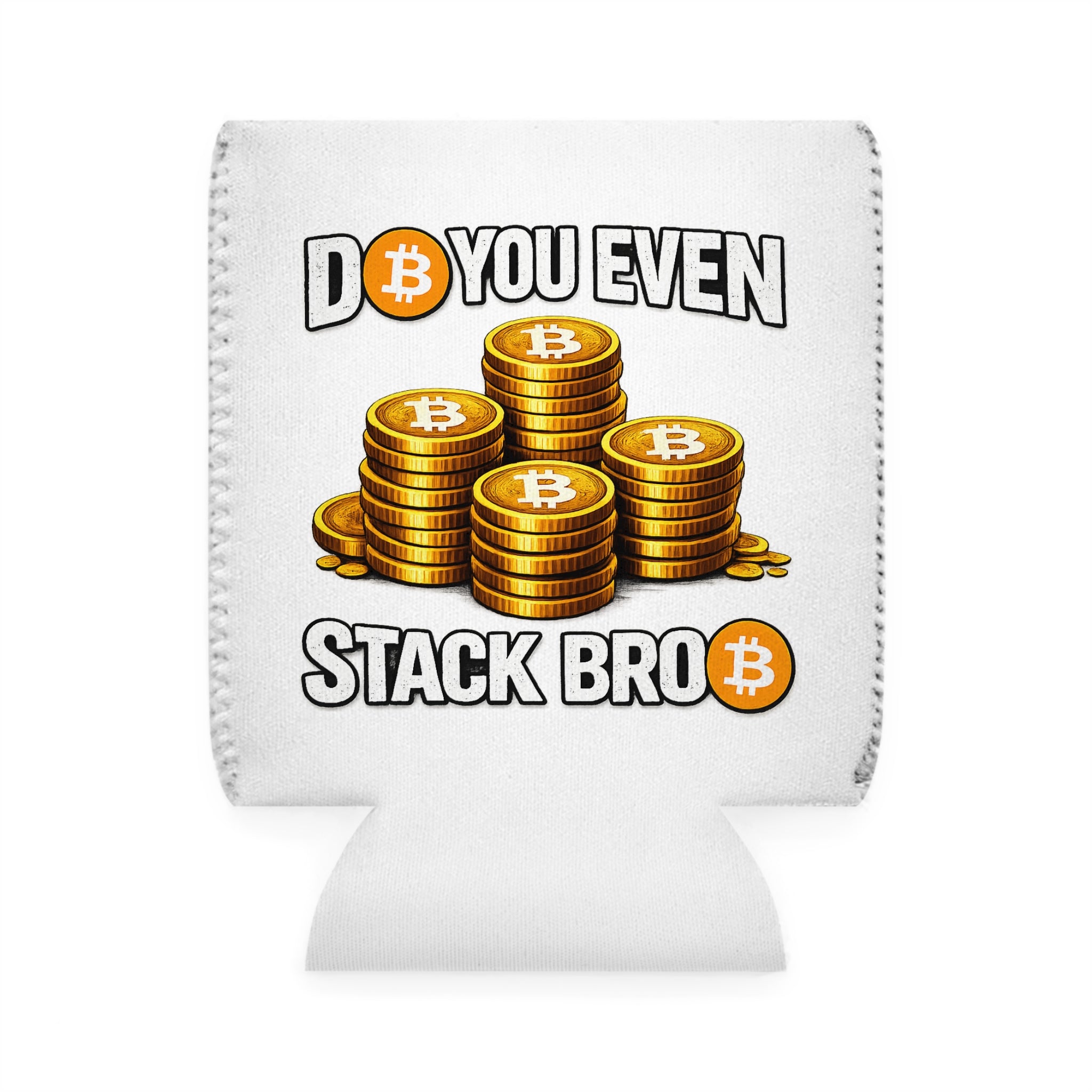 White Do You Even Stack Bro Can Cooler Sleeve