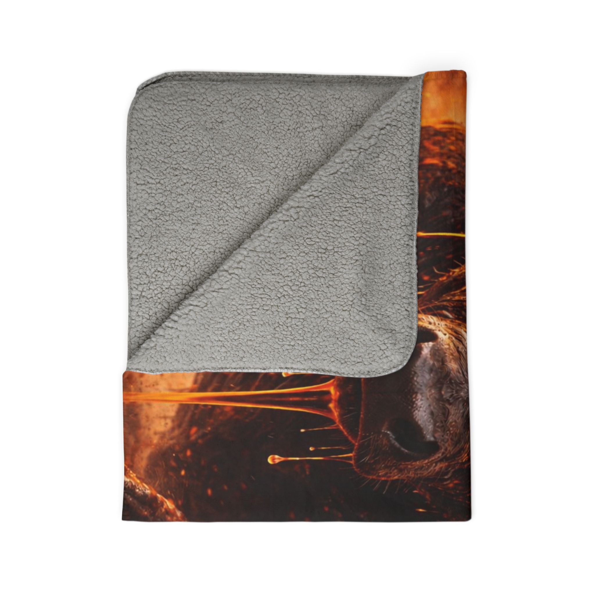 Bitcoin Bull Orange Eyes Fleece Sherpa Blanket