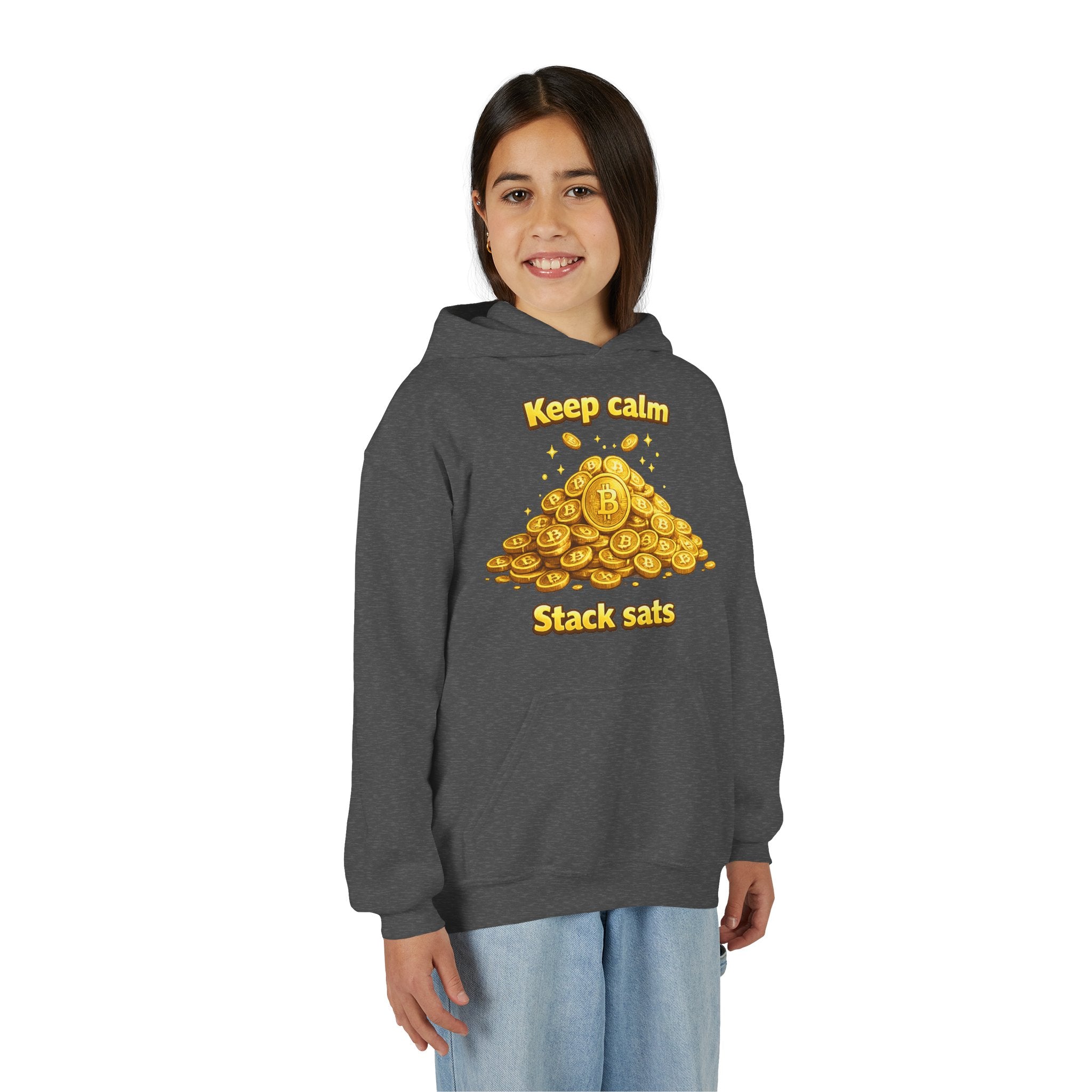 Keep Calm Stack Sats Youth Heavy Blend Hooded Sweatshirt