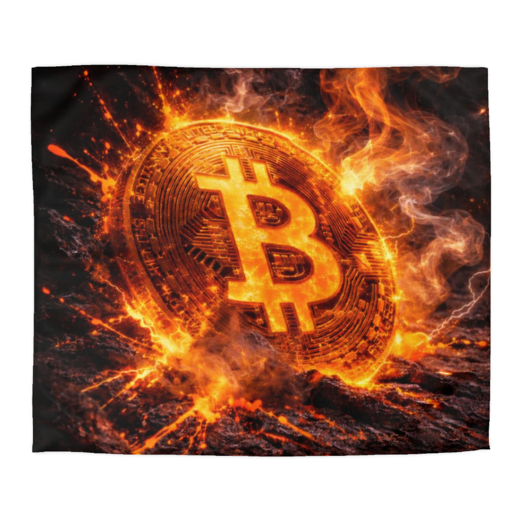 Flaming Bitcoin Microfiber Duvet Cover