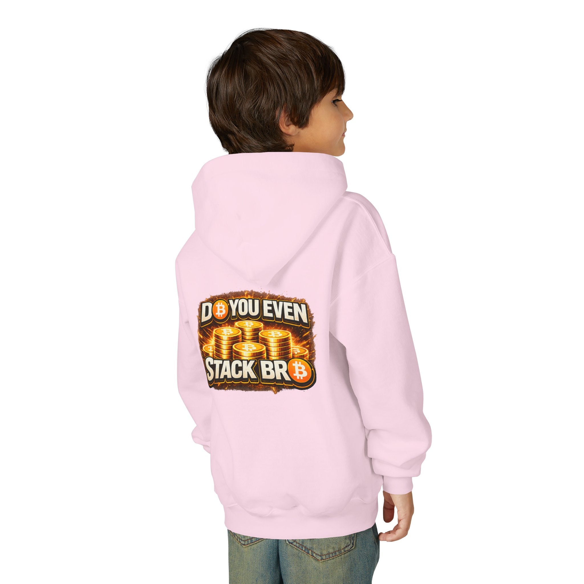 Bitcoin Logo Double Sided Youth Heavy Blend Hooded Sweatshirt