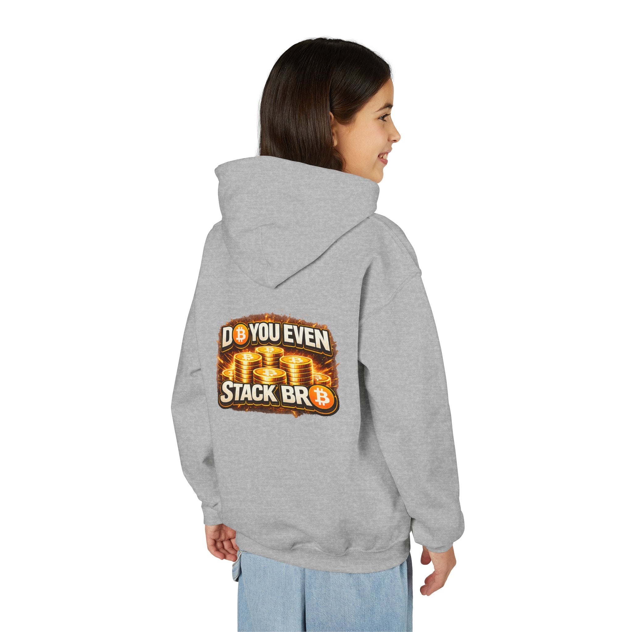Bitcoin Logo Double Sided Youth Heavy Blend Hooded Sweatshirt