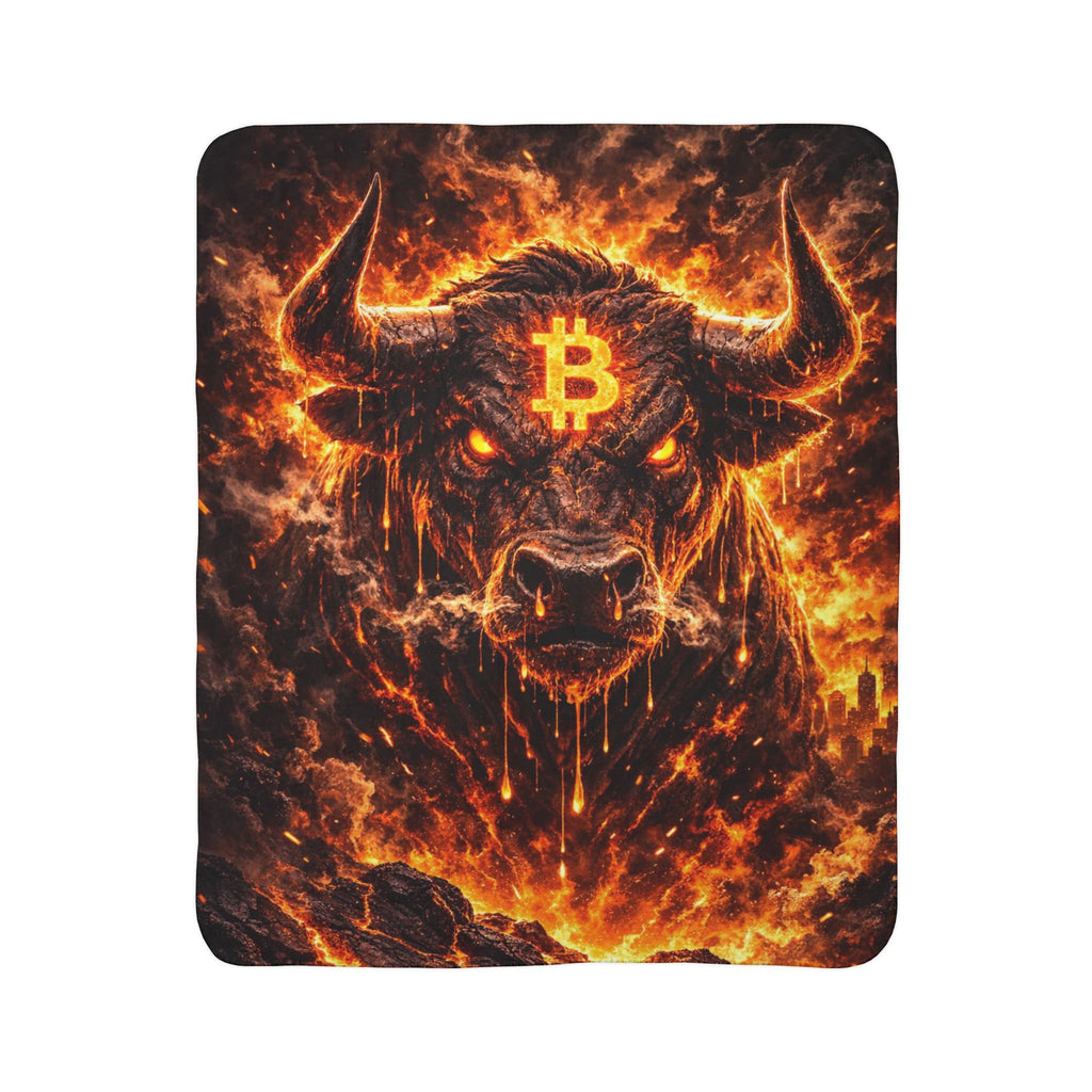 Bitcoin Bull Fleece Sherpa Blanket
