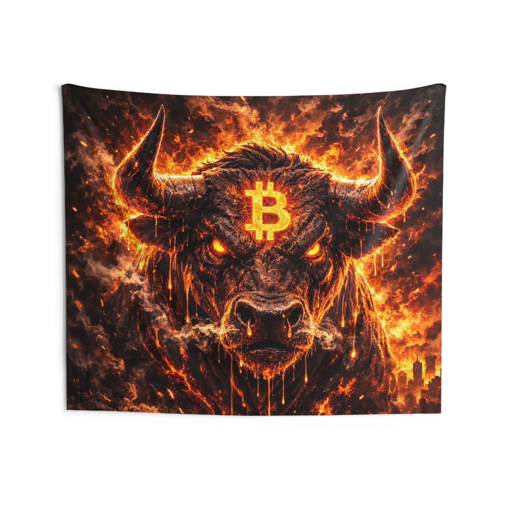 Bitcoin Bull Abstract Indoor Wall Tapestries