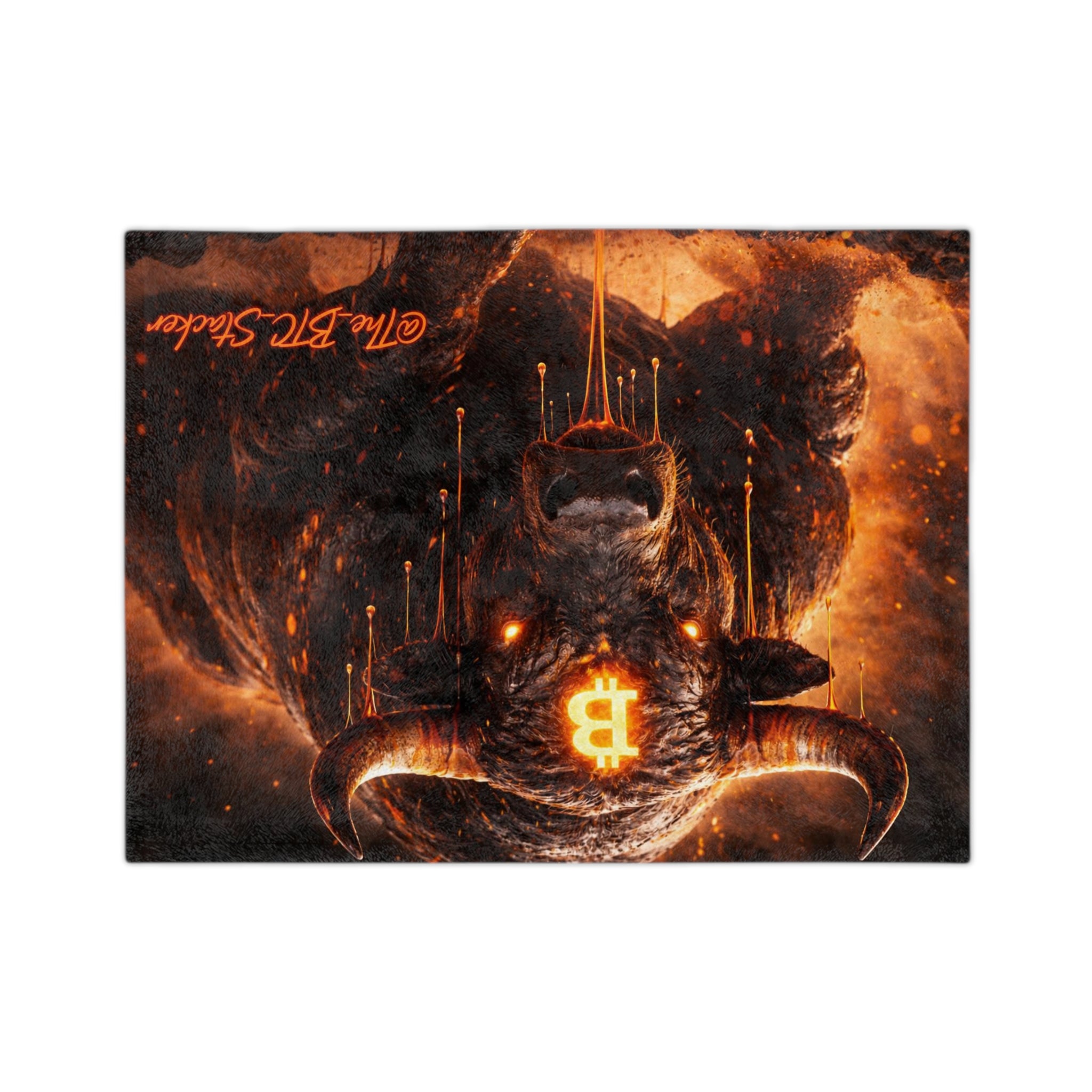 Bitcoin Bull Orange Eyes Velveteen Microfiber Blanket