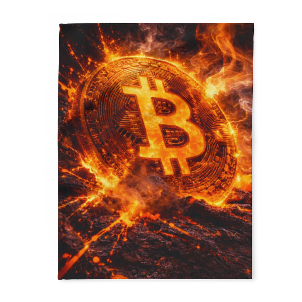 Flaming Bitcoin Arctic Fleece Blanket