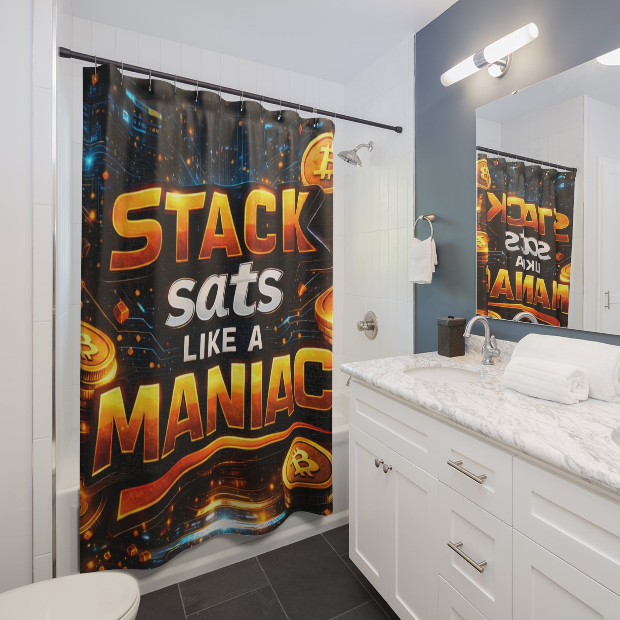 Stack like a Maniac Abstract Shower Curtains