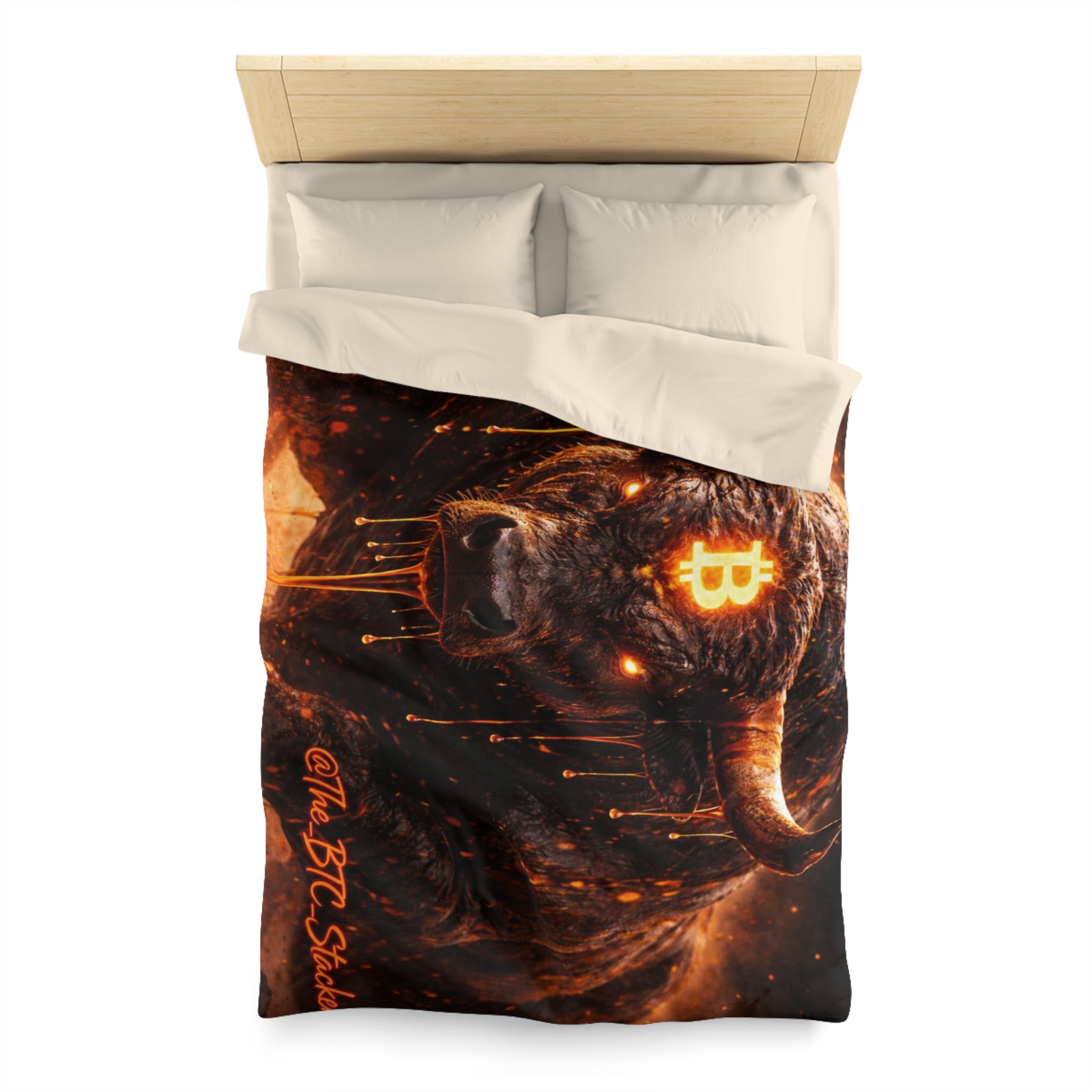 Bitcoin Bull Orange Eyes Microfiber Duvet Cover