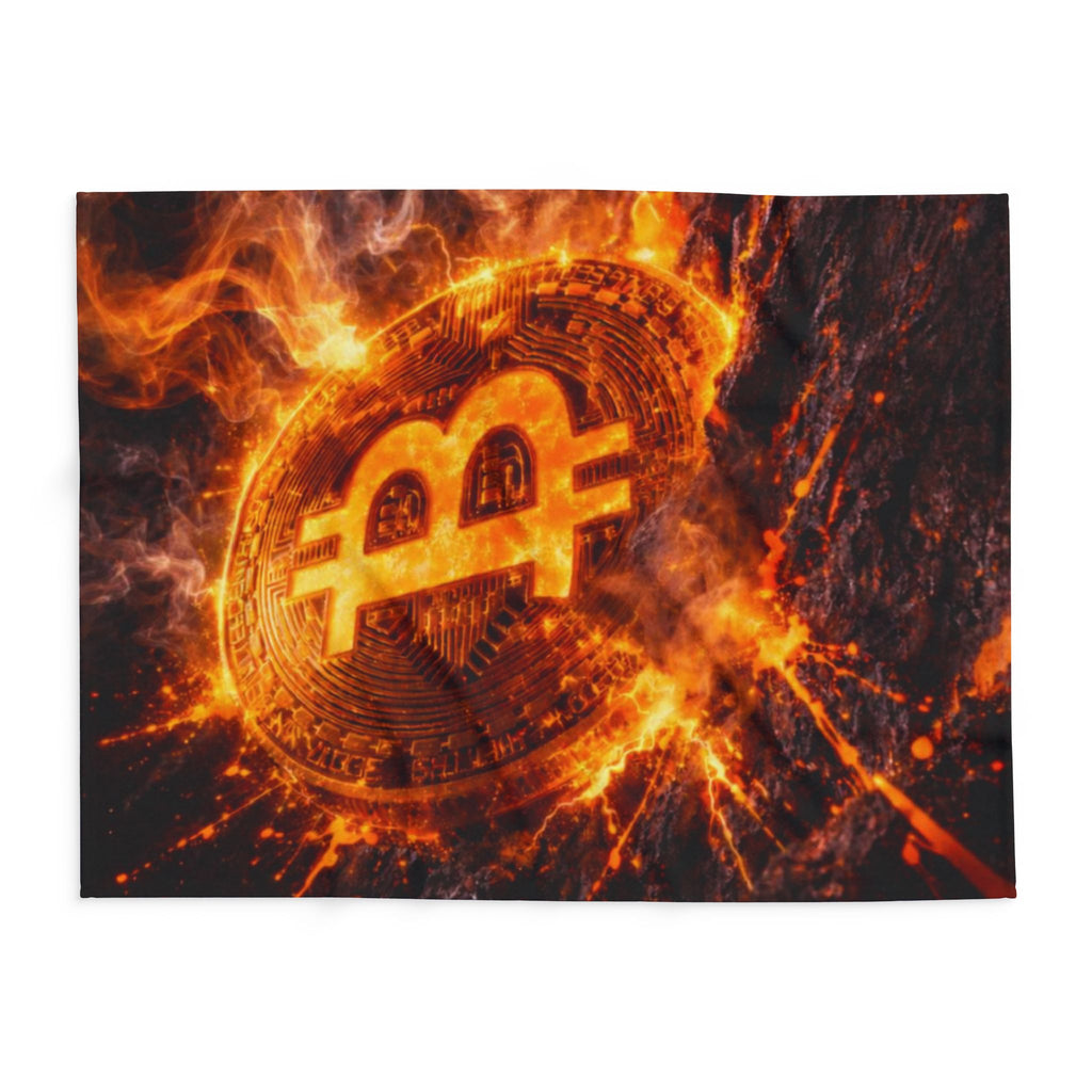Flaming Bitcoin Arctic Fleece Blanket