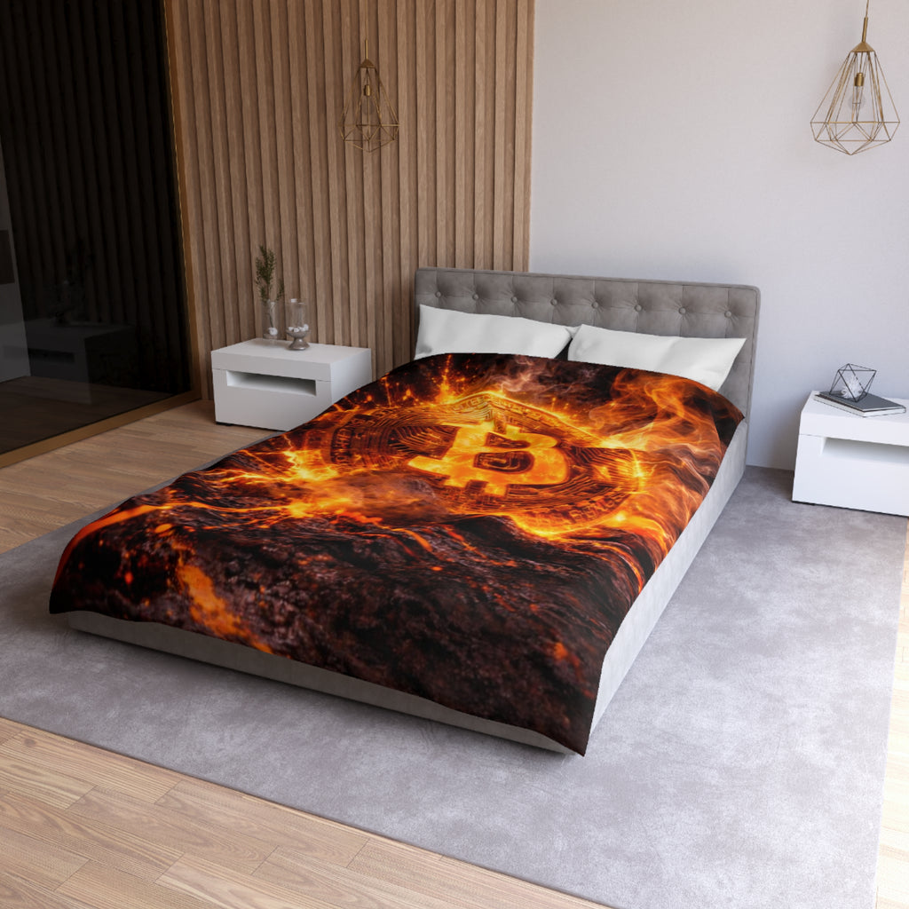 Flaming Bitcoin Microfiber Duvet Cover