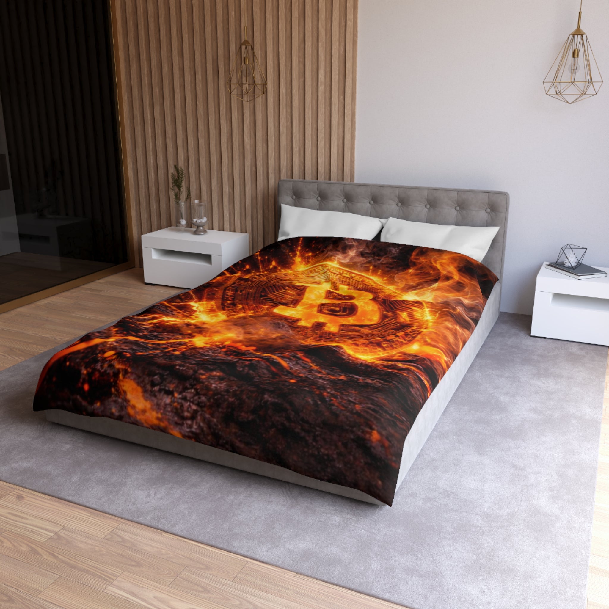 Flaming Bitcoin Microfiber Duvet Cover