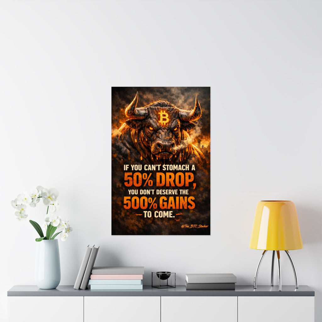 Bitcoin Bull Gains Matte Vertical Posters