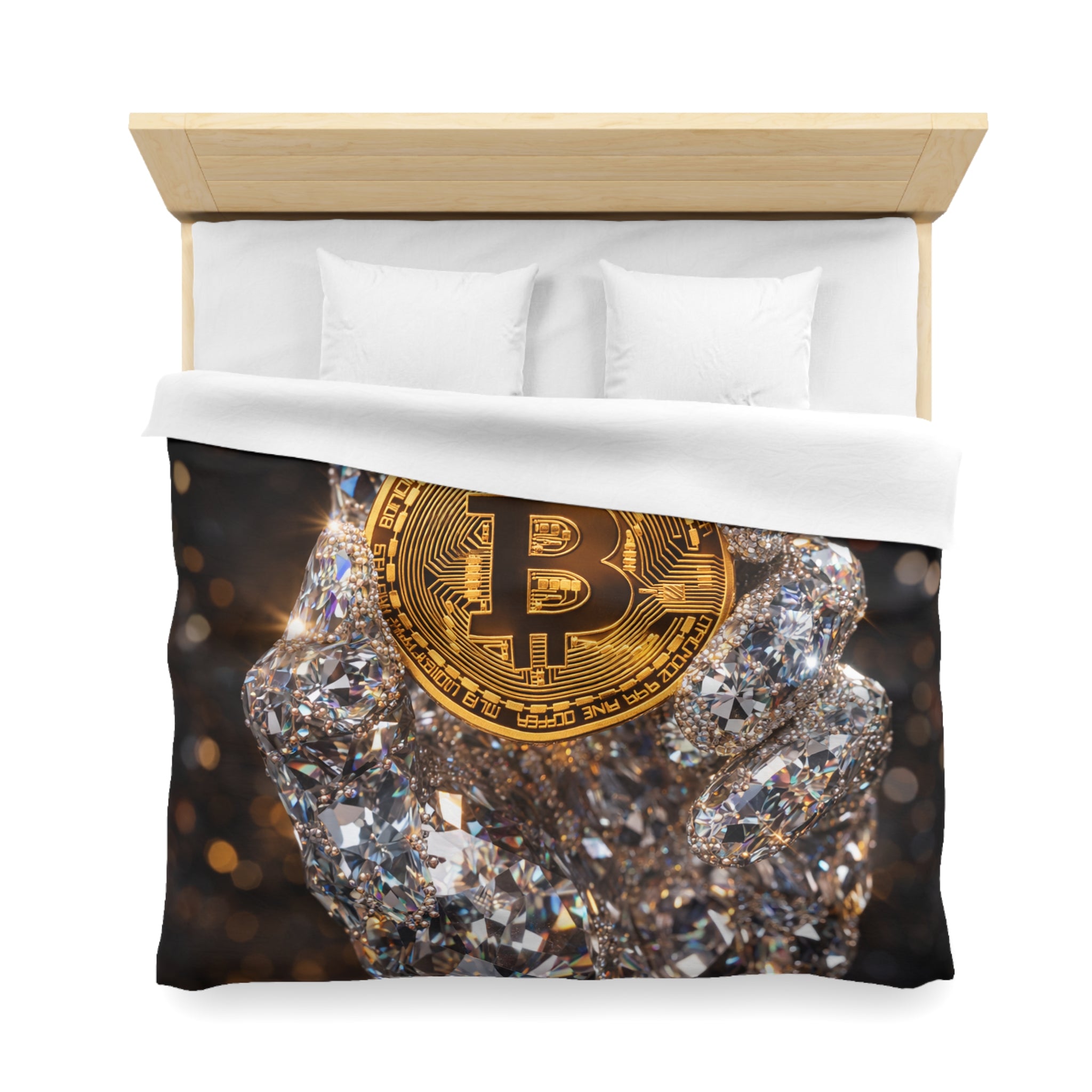 Diamond Hand Bitcoin Microfiber Duvet Cover