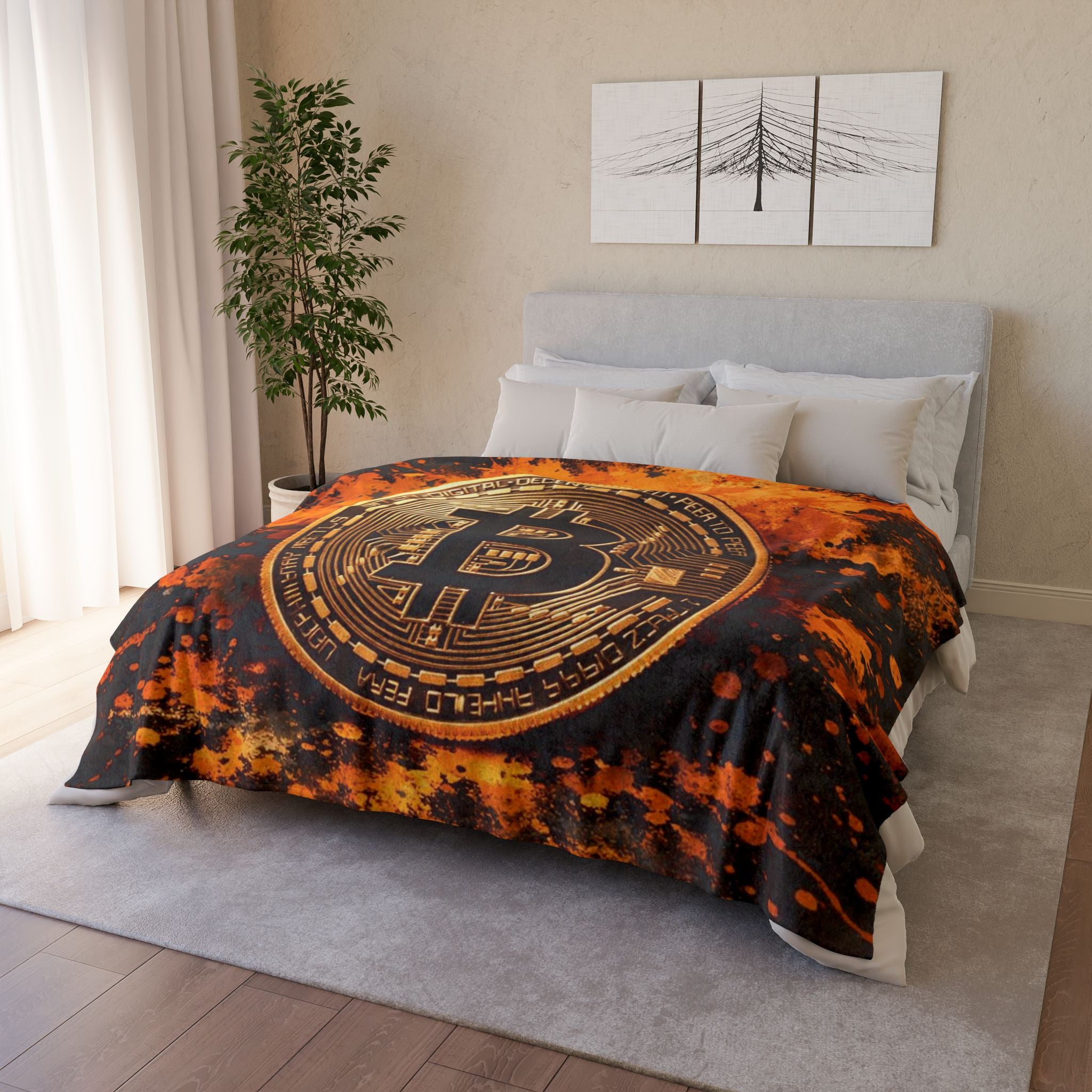 Bitcoin Full Art Soft Polyester Blanket