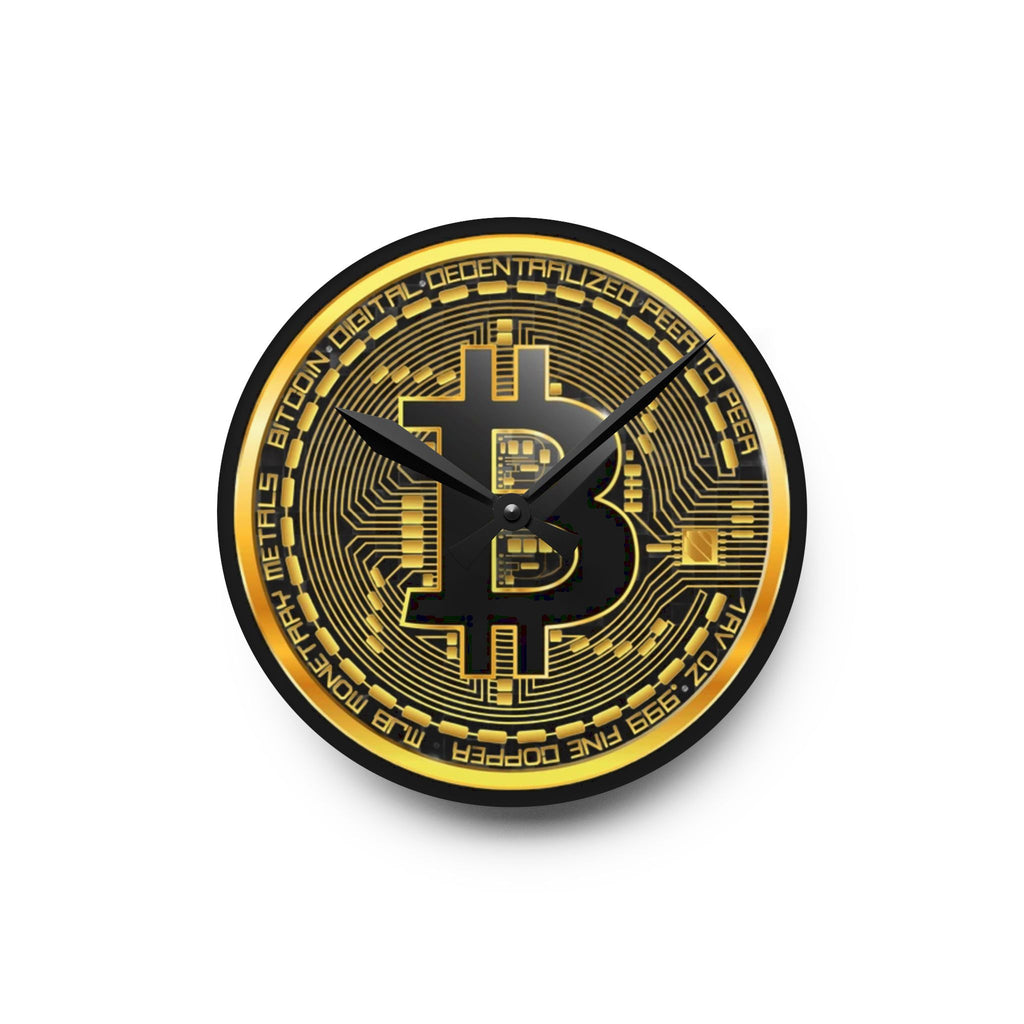 Bitcoin Black Background Acrylic Wall Clock